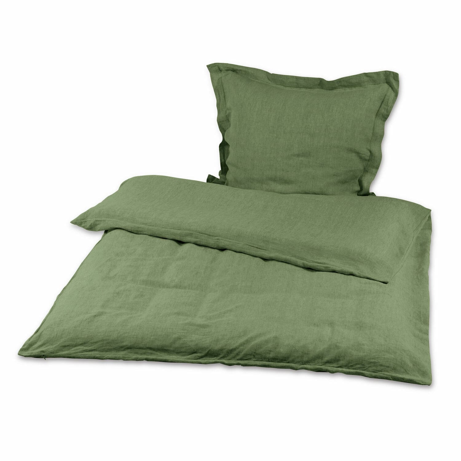 vert Parure de lit Kilanema en lin vert naturel, douce et respirante pour chambre confortable