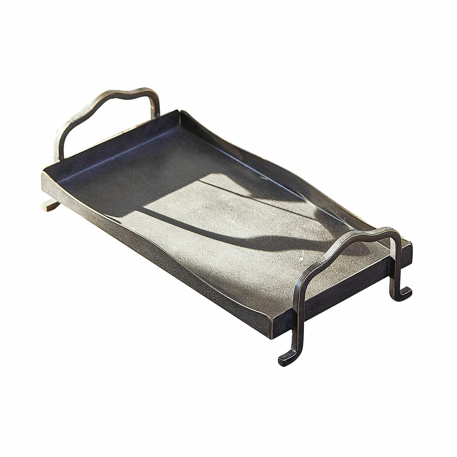 Dienblad Yixeno Zwart metalen dienblad met handvatten in rustieke stijl voor het serveren van drankjes en snacks