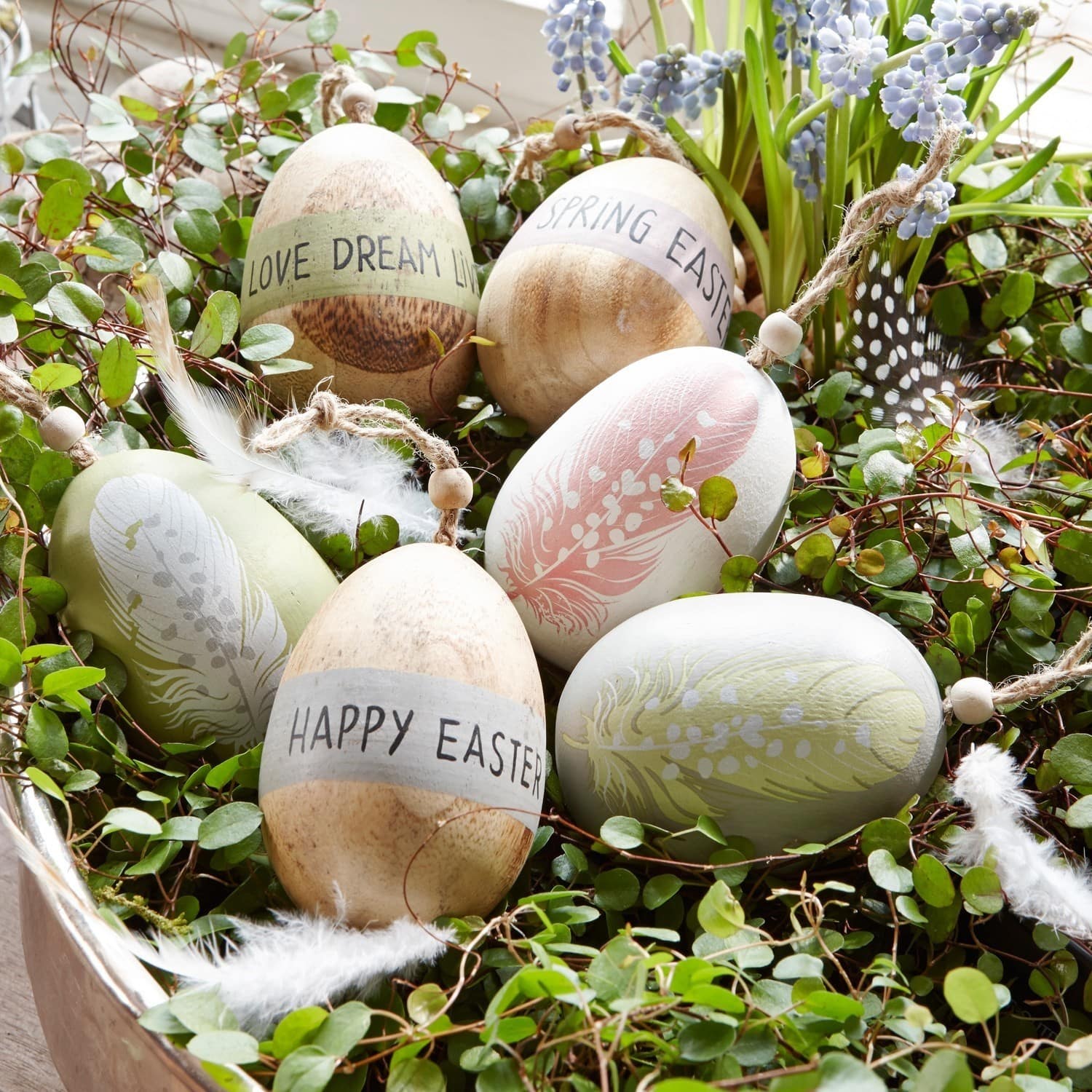 Lot de 6 œufs de Pâques Happy End