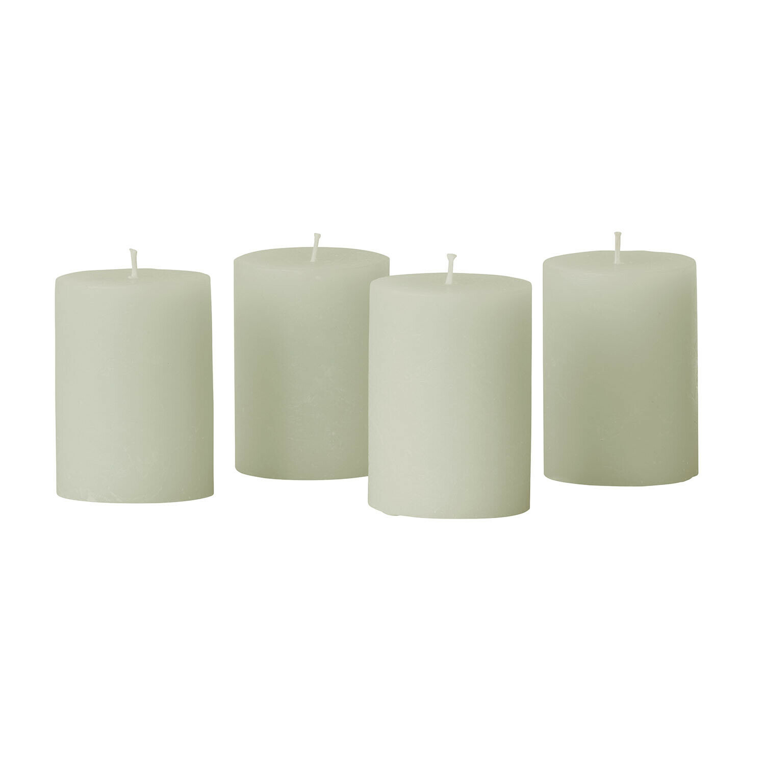 Lot de 4 bougies cylindriques couleur sauge, décoratives pour ambiance chaleureuse