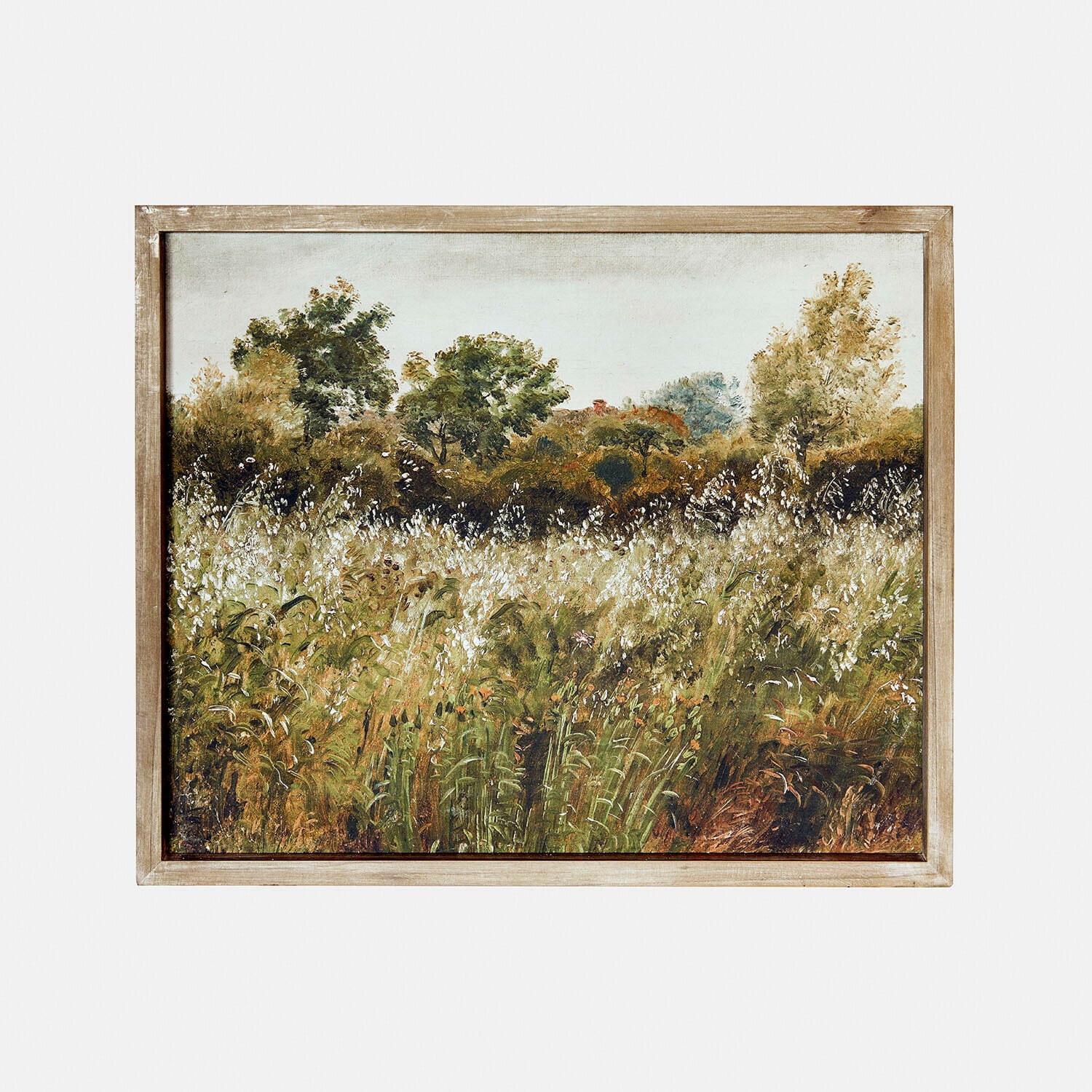 Schilderij Vallerine Schilderij van landschap met gras en bomen in lichte houten lijst, natuurlijke wanddecoratie