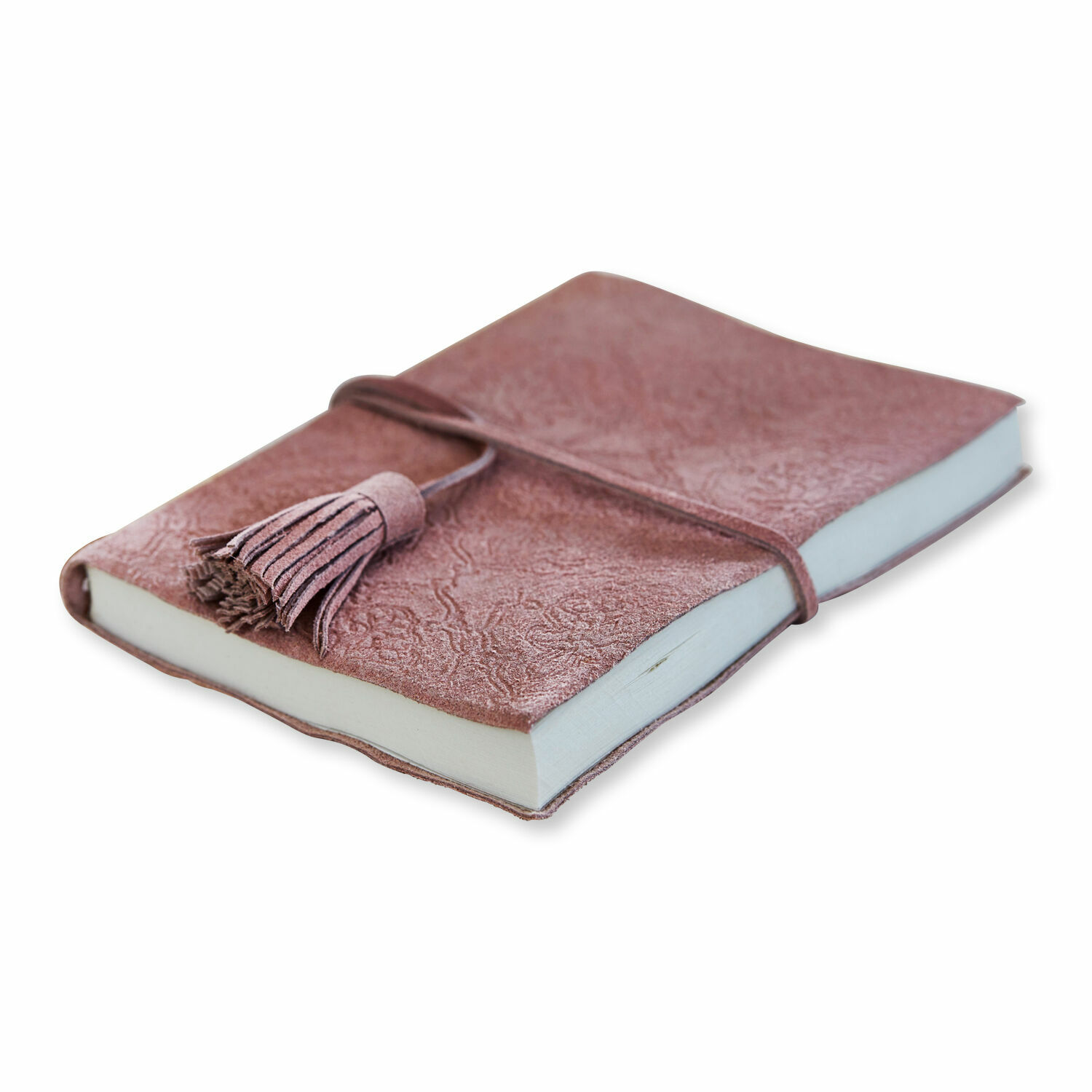 Carnet Orcival Carnet rose en cuir souple avec motif embossé et pompon, parfait pour notes et journal intime