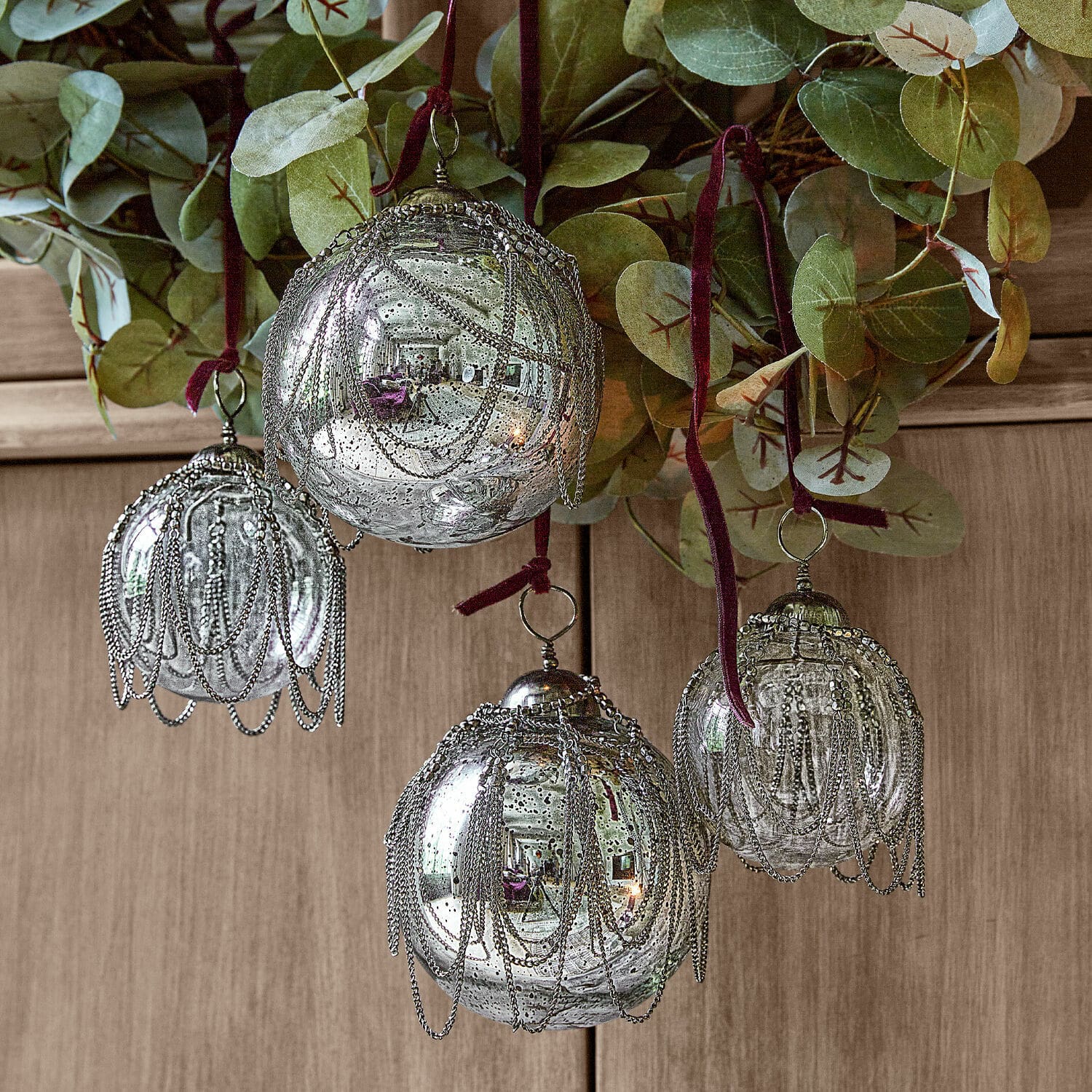 Lot de 4 boules de Noël Parelle