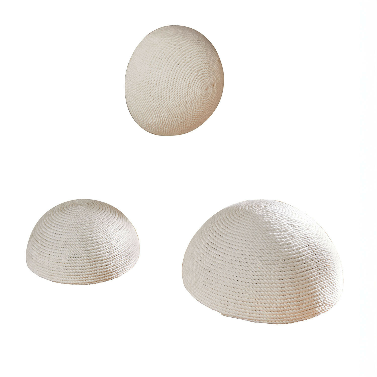 Krabornament set van 3 Hallira Drie witte halve bollen van gevlochten materiaal voor natuurlijke interieurdecoratie