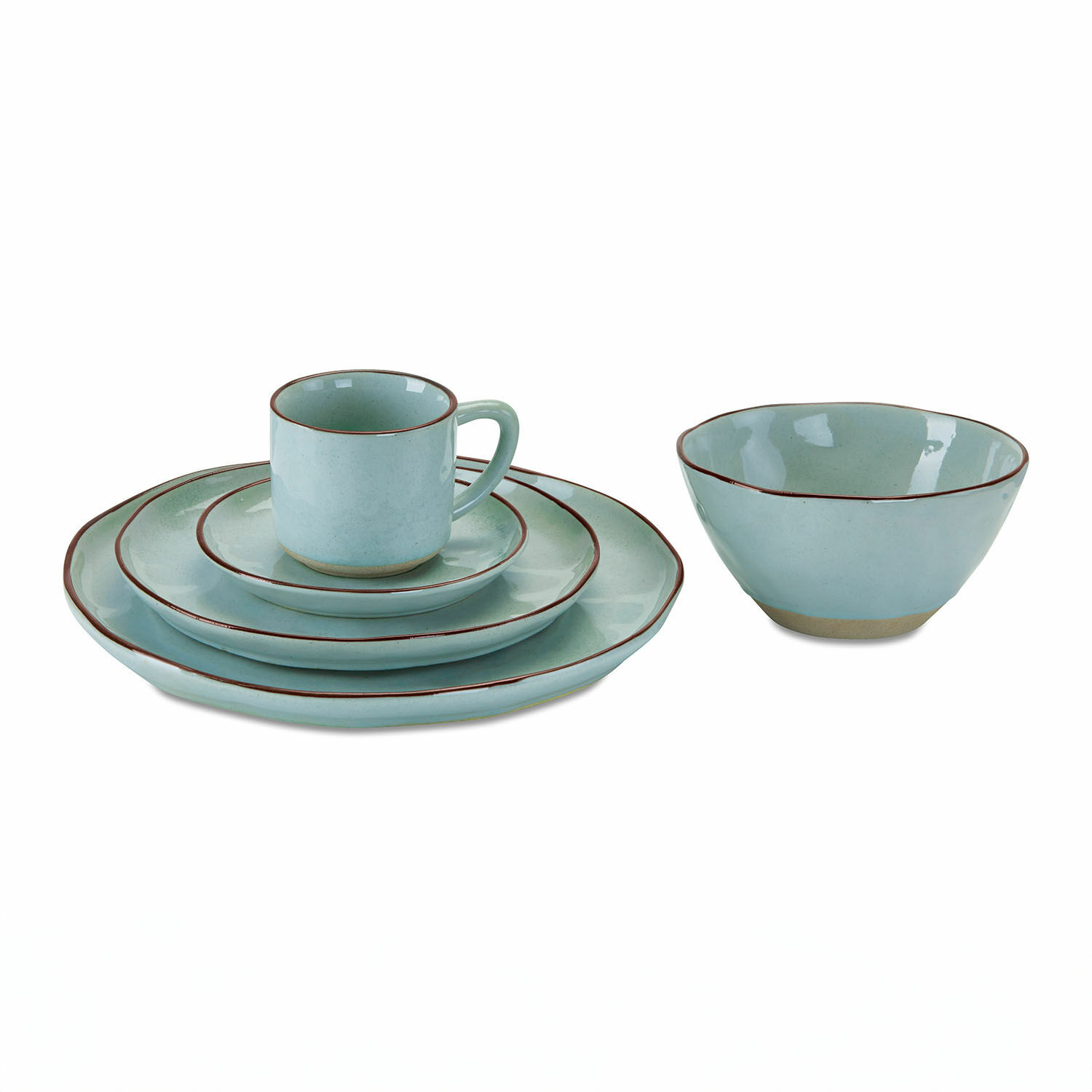turquoise Turquoise Biarritz servies set van keramiek, 30-delig met borden, kom en mok voor eetkamer
