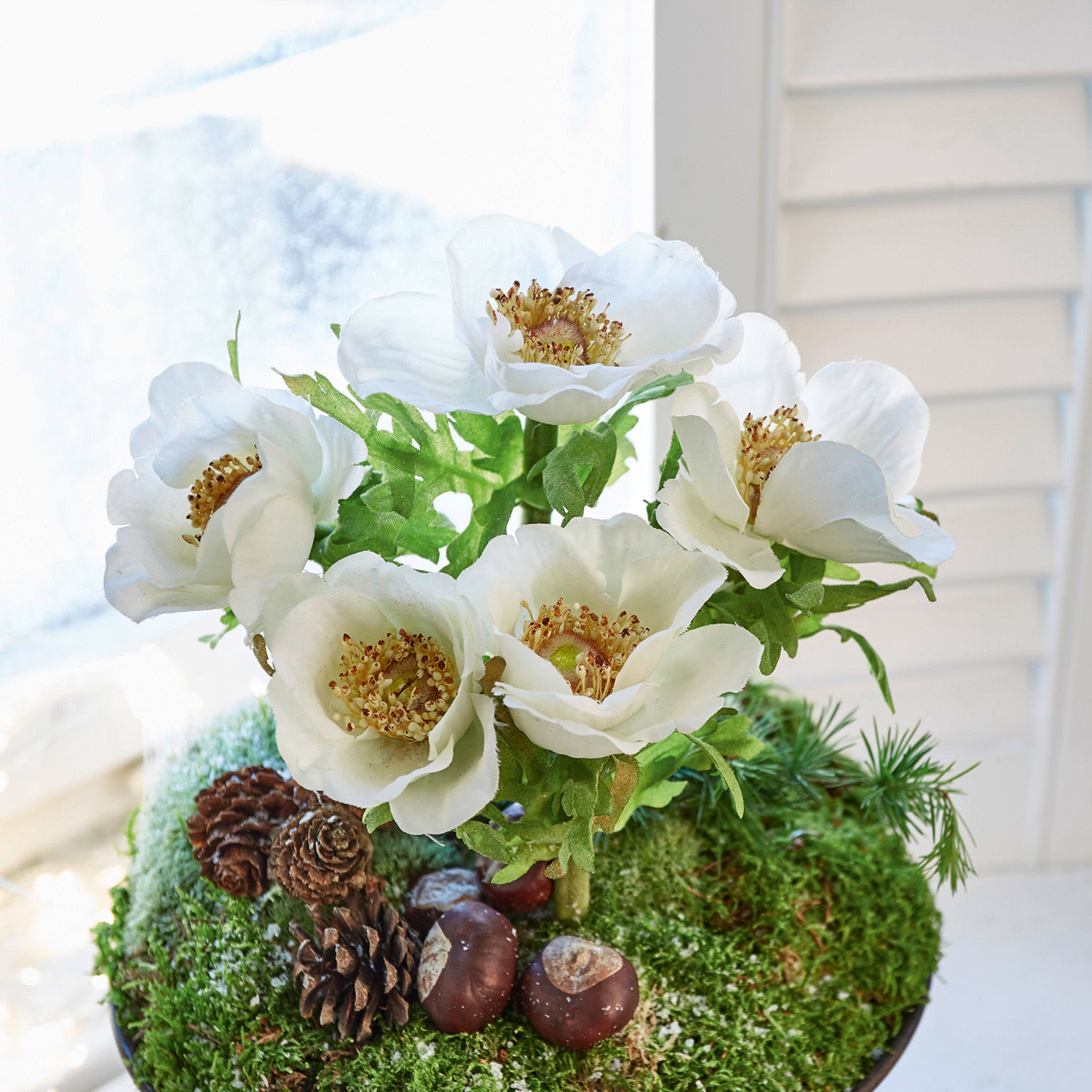 Lot de 5 roses de Noël décoratives Grain