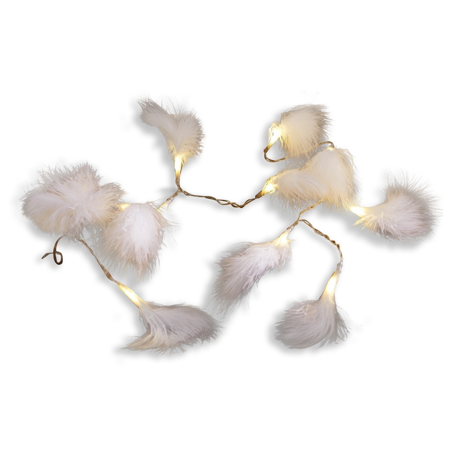 Lot de 2 guirlandes lumineuses Forres Guirlande lumineuse délicate avec plumes blanches et lumière LED chaude pour décoration intérieure