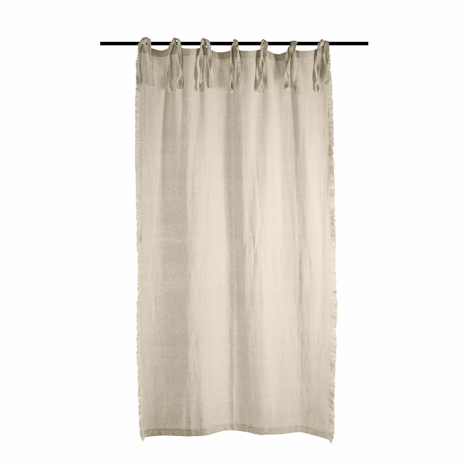 Gordijn Sereneth Beige linnen gordijn met striklinten, natuurlijke decoratieve stof voor binnen