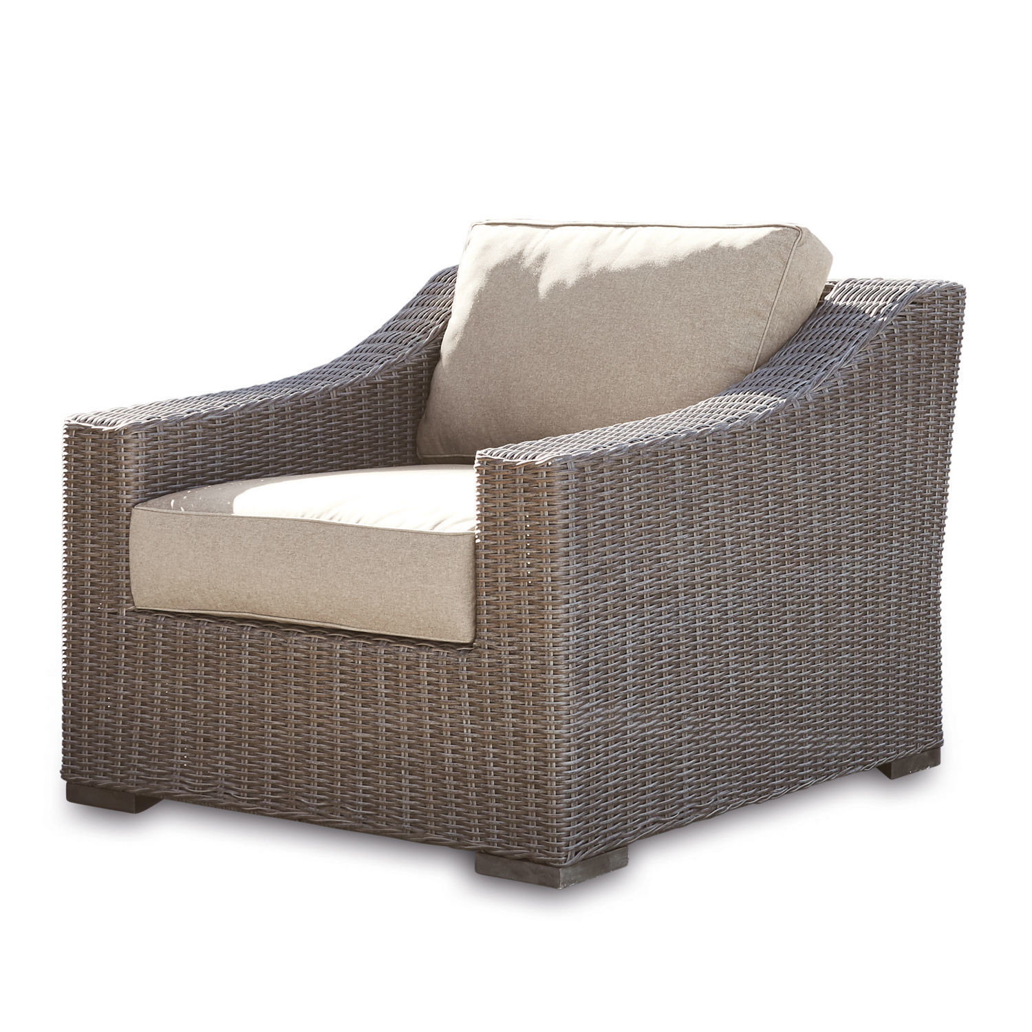 Fauteuil Chestingdale Fauteuil en rotin marron avec coussins beige, parfait pour jardin et terrasse