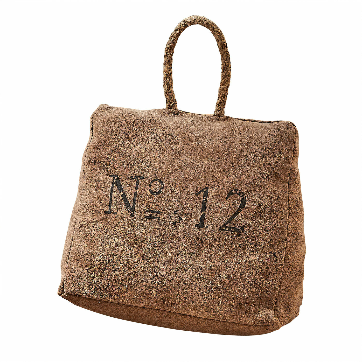 Deurstopper Cardington Bruine suède deurstopper met handvat en nummer 12 opdruk, praktisch woonaccessoire