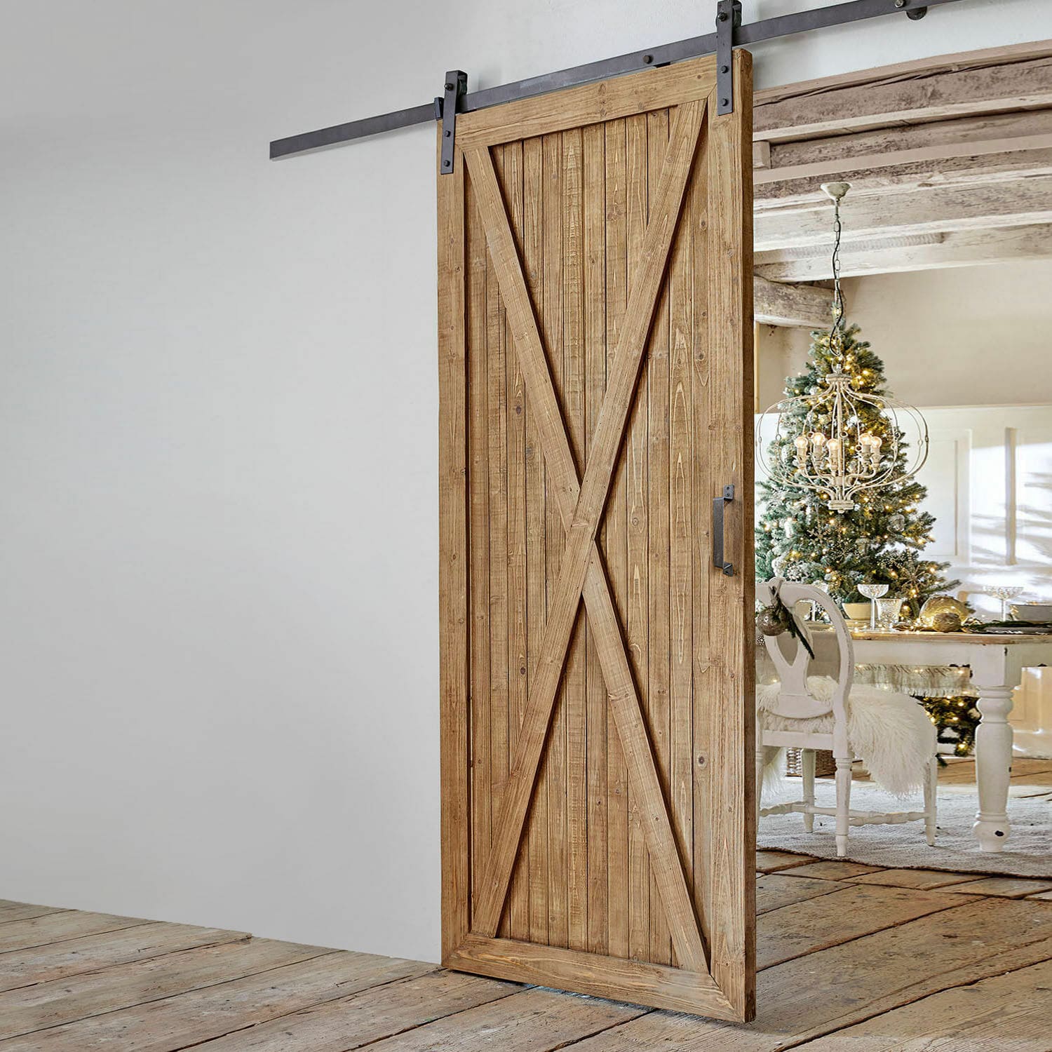 Porte coulissante Conca Porte coulissante en bois naturel style rustique, idéale pour une décoration intérieure vintage chaleureuse