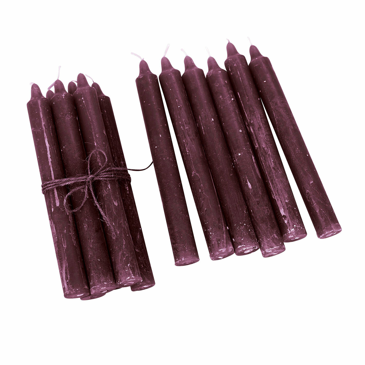 Lot de 12 bougies Bauceau Lot de bougies bordeaux en cire, ensemble décoratif pour la maison et les fêtes