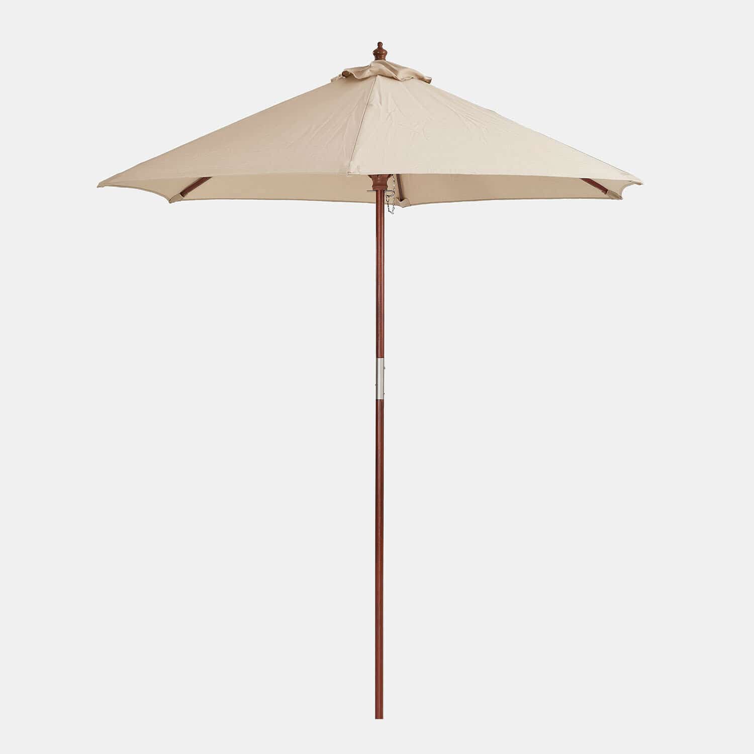 Parasol Enfield Beige tuinparasol met houten stok, ideaal voor schaduw op terras en in de tuin
