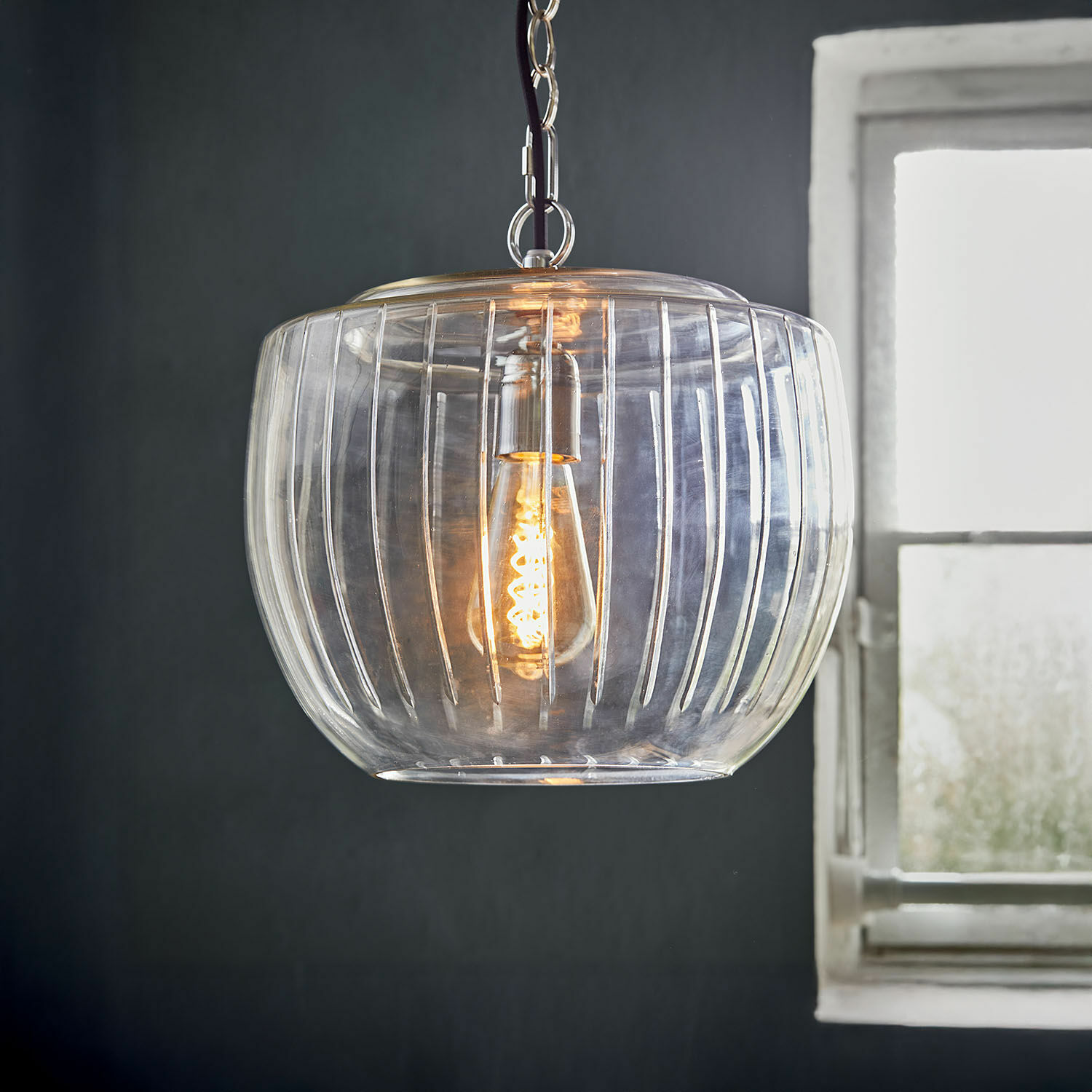 Hanglamp Aubrelle Transparante glazen hanglamp met decoratieve gloeilamp, moderne binnenverlichting