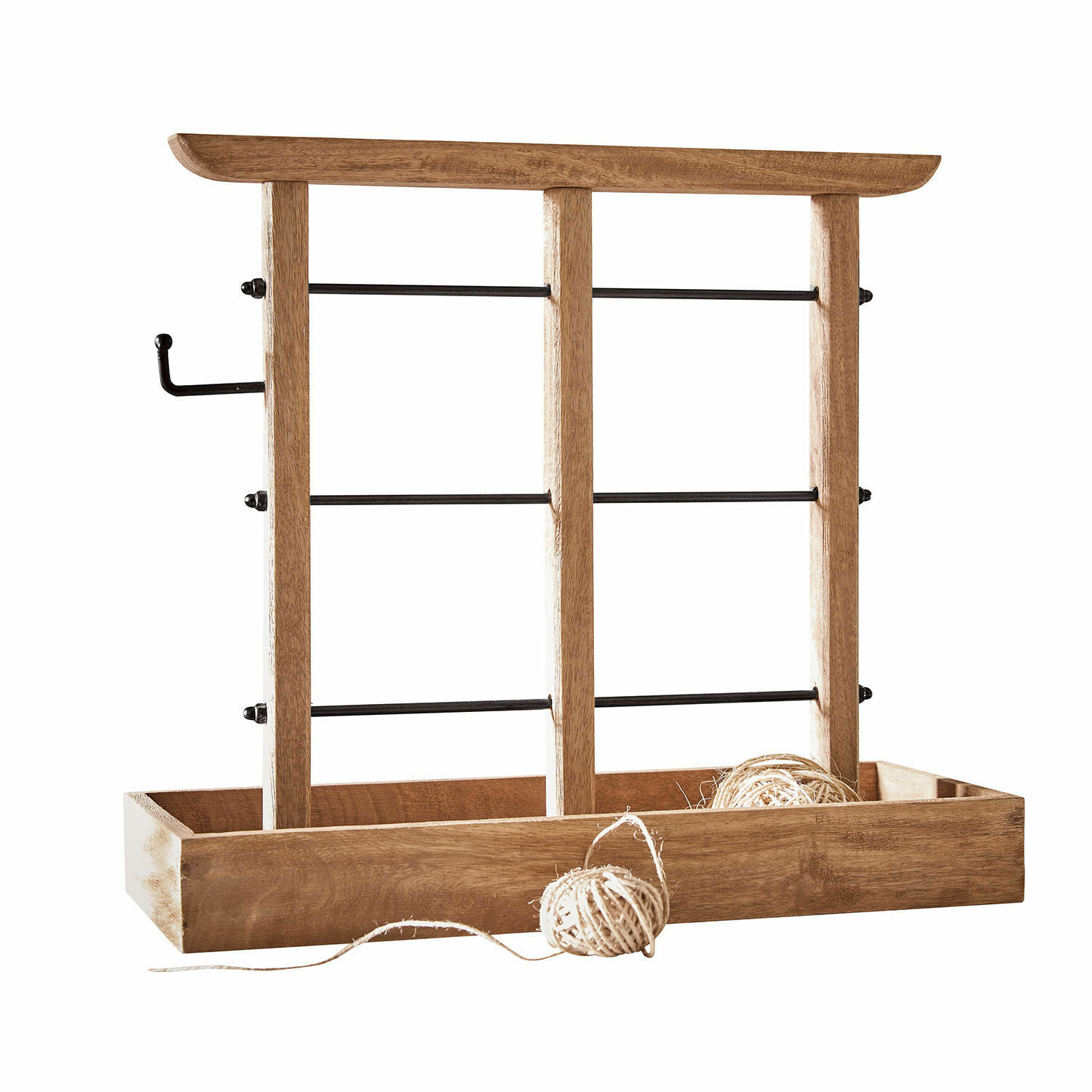 Organiseur Katrineholm Support à bijoux en bois naturel avec barres métalliques et crochet pour organiser les accessoires