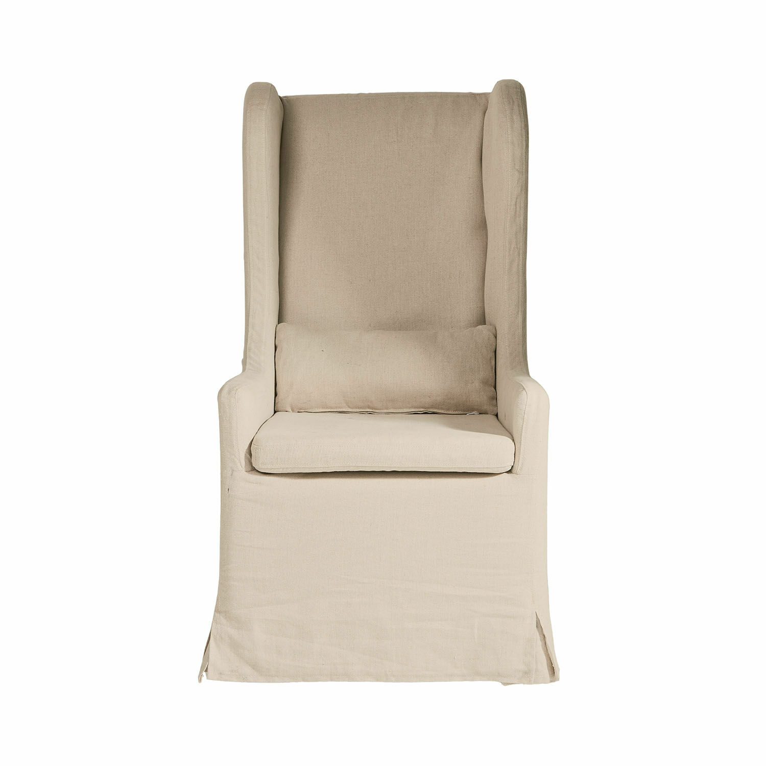 Fauteuil à roulettes Belmarina Fauteuil à oreilles beige en tissu lin, confortable pour salon, design élégant et doux