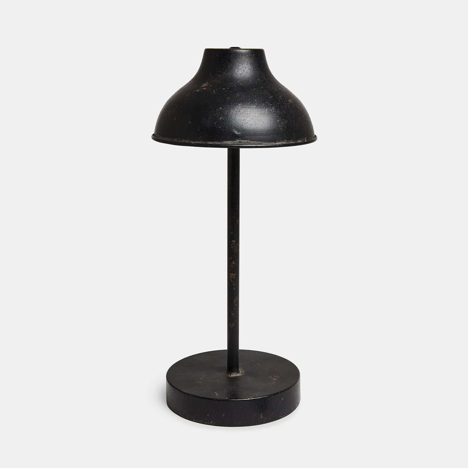 Lampe de bureau LED rechargeable Henvique Lampe de table noire en métal avec base ronde et abat-jour vintage pour éclairage intérieur