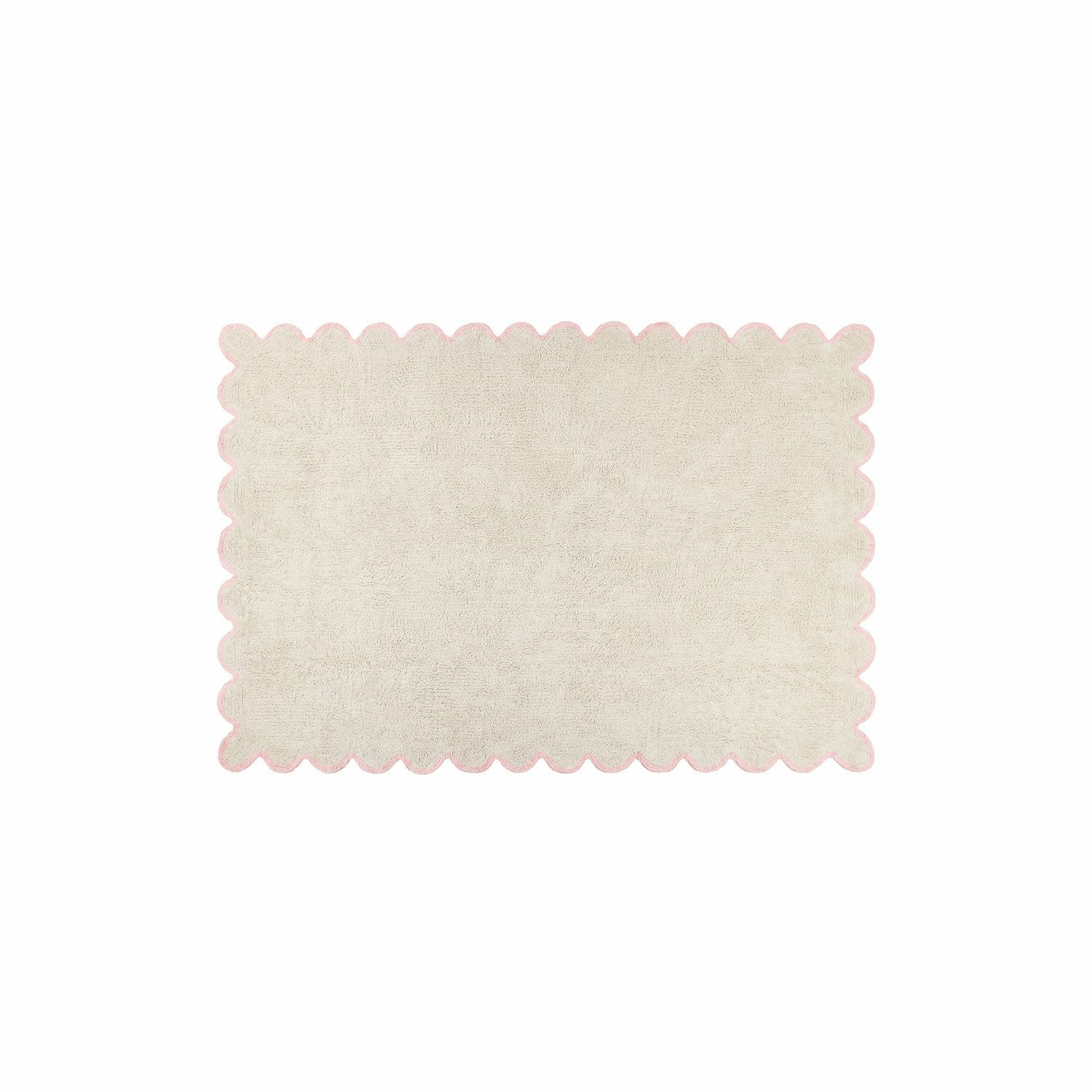 Vloerkleed Fenvara Beige badmat met roze golvende rand, zacht materiaal, perfect voor badkamer