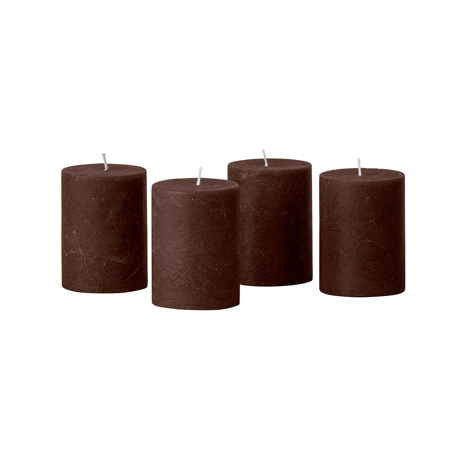 Lot de 4 bougies Virrans cylindriques en brun foncé, décorations d'intérieur élégantes