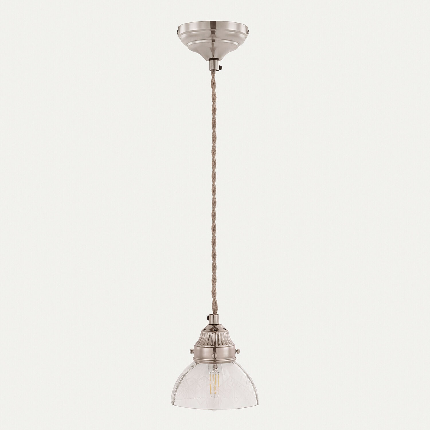 Suspension en métal avec abat-jour en verre transparent, design vintage pour éclairage intérieur