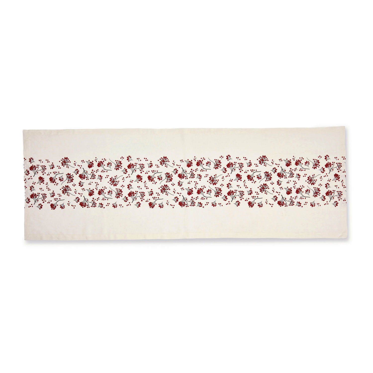 Chemin de table Vestré Chemin de table en coton blanc avec motif floral rouge, décoration de table élégante