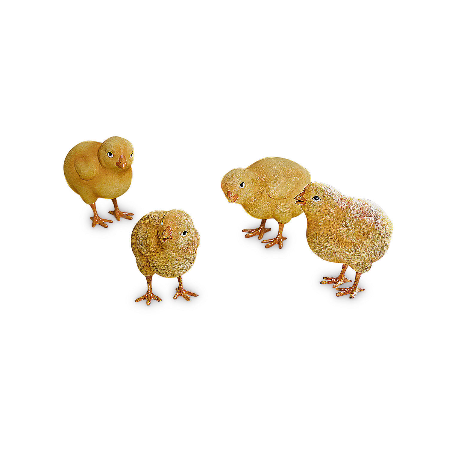 Quatre figurines décoratives de poussins jaunes pour décoration intérieure et extérieure