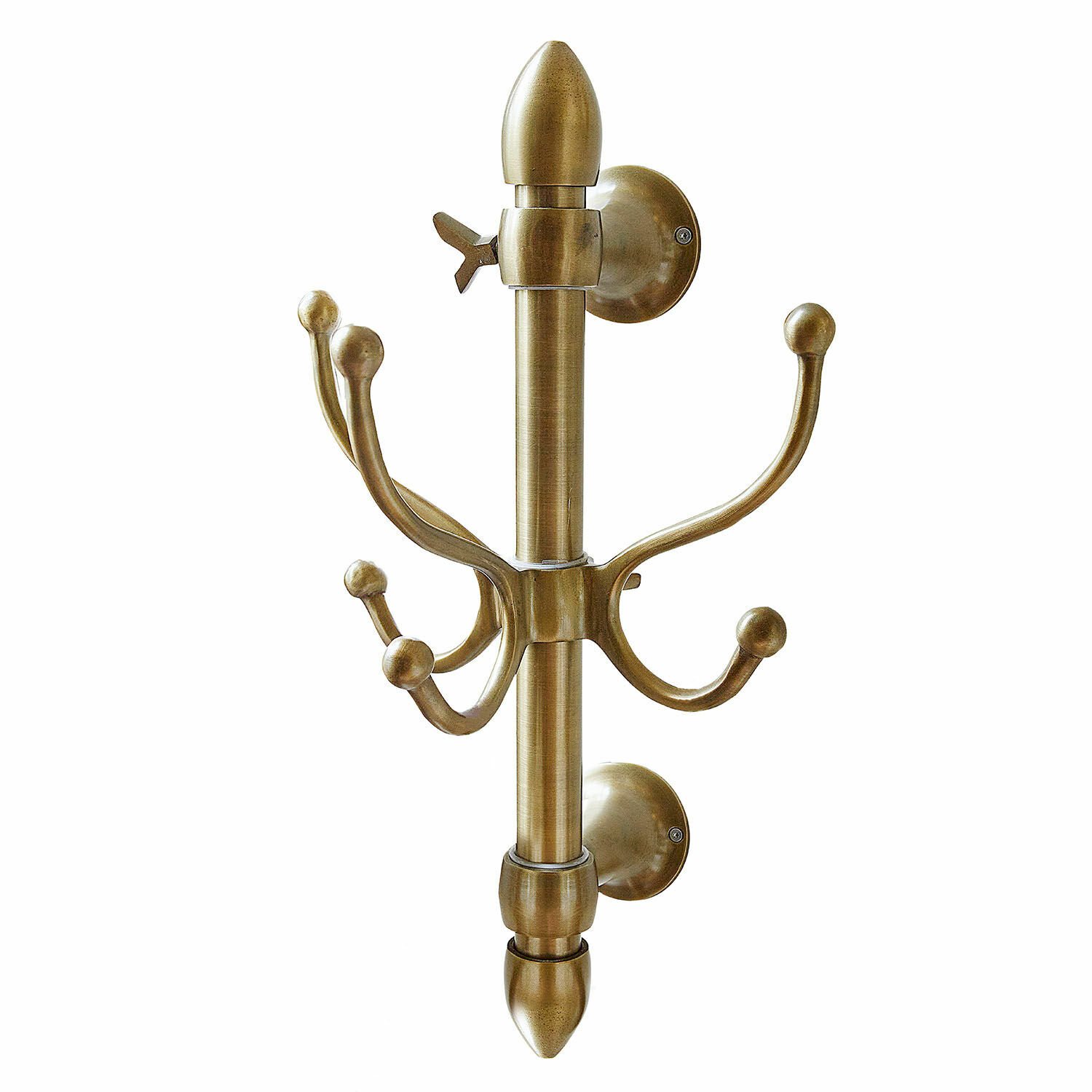 antiekmessing Antieke messing wandhaak met meerdere haken voor kleding en accessoires