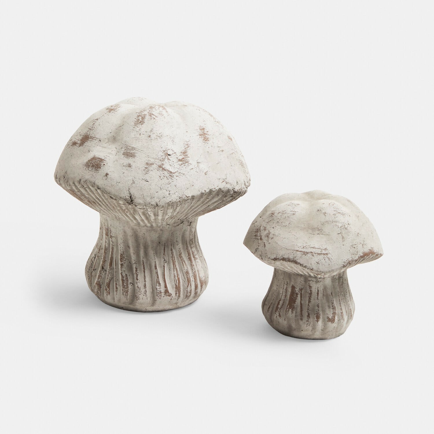 Sierpaddenstoel set van 2 Tannsy Decoratieve paddenstoelen van wit beton met verouderde look voor tuin en interieur