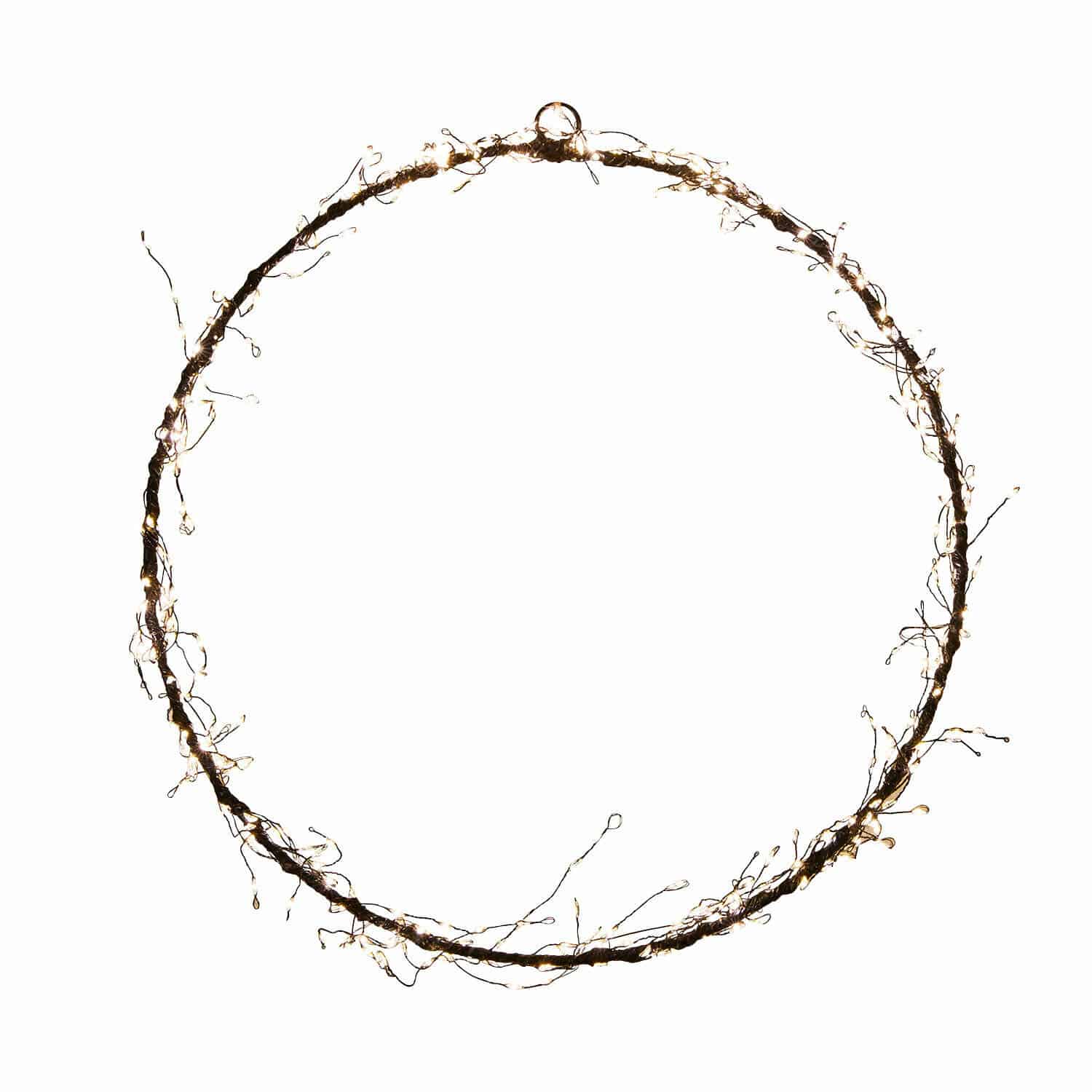 Couronne en LED Estavino Couronne ronde en fines branches avec éclairage LED chaud pour décoration intérieure élégante