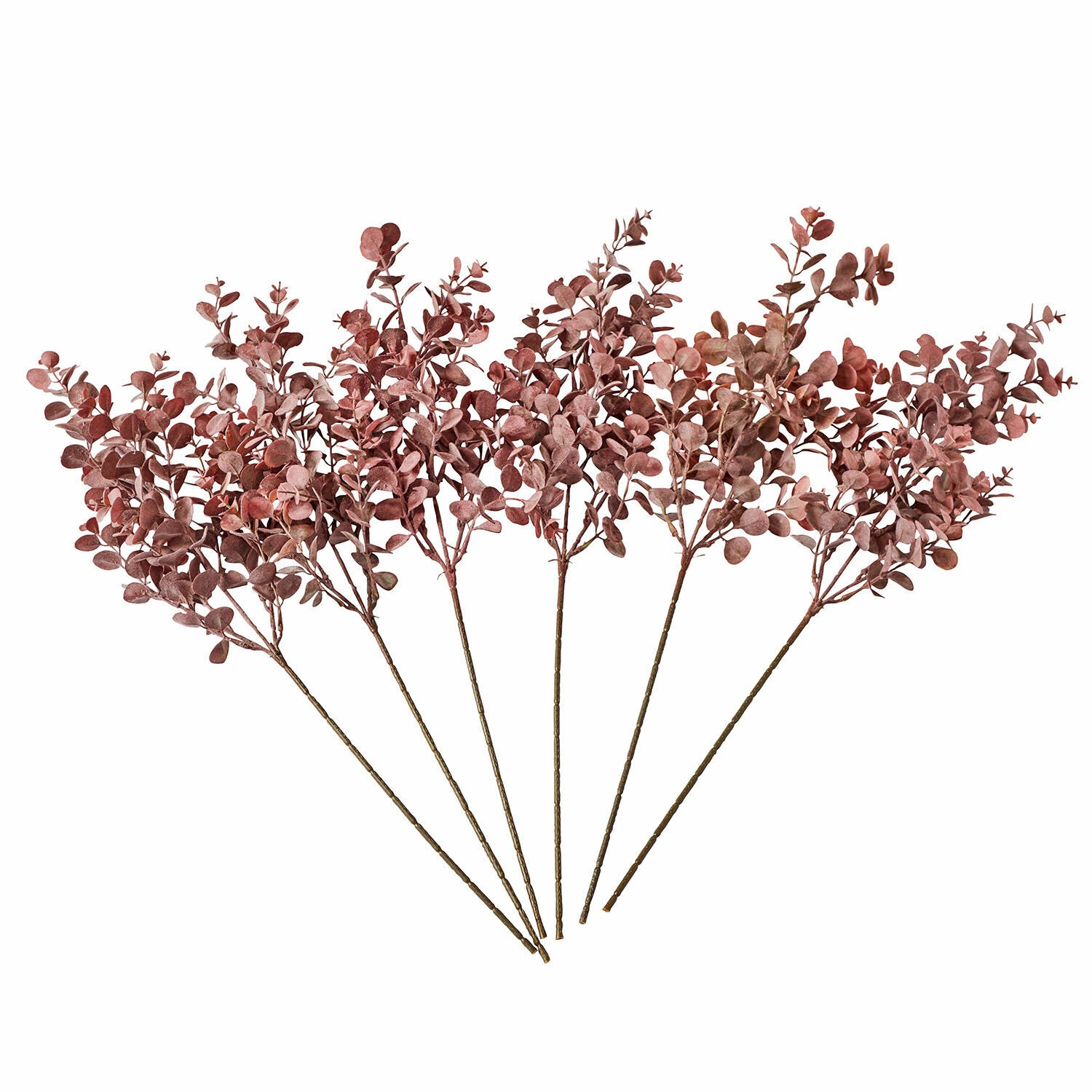 Sierbloem set van 6 Fleurcour Kunstmatige eucalyptus takken in roze kleur voor interieurdecoratie en bloemstukken