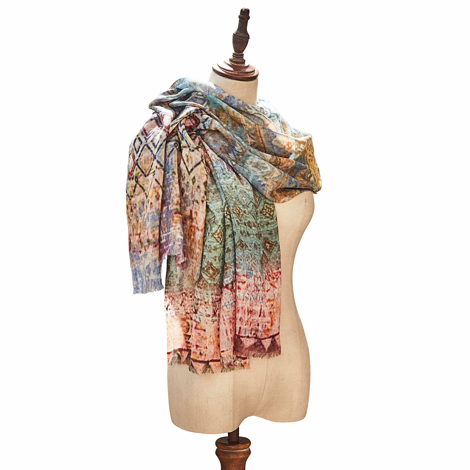 Étole Léa Écharpe colorée en tissu doux avec motif géométrique, accessoire tendance pour temps frais