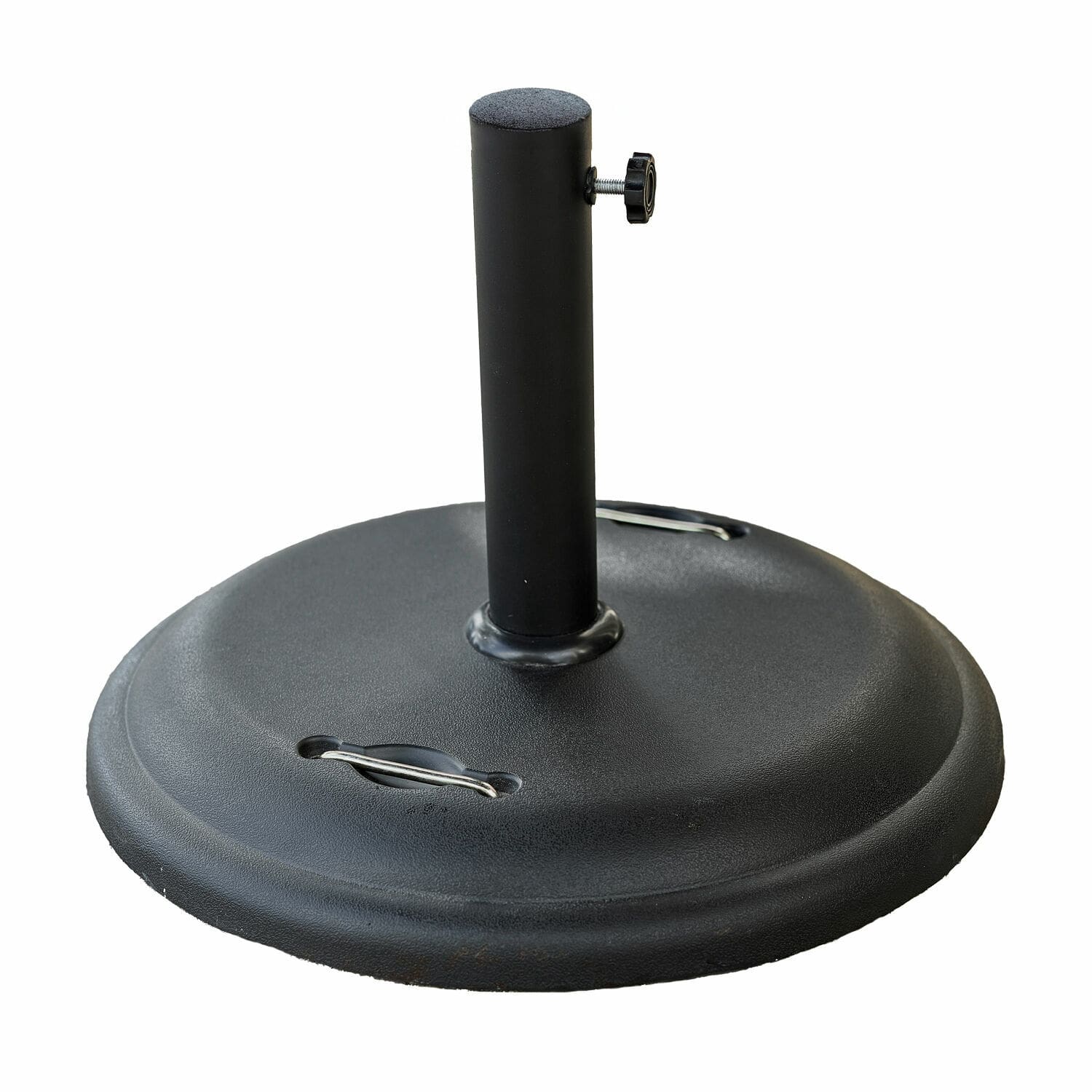 Pied pour parasol Yarra Base de parasol noire en métal avec support réglable et emplacement pour poids