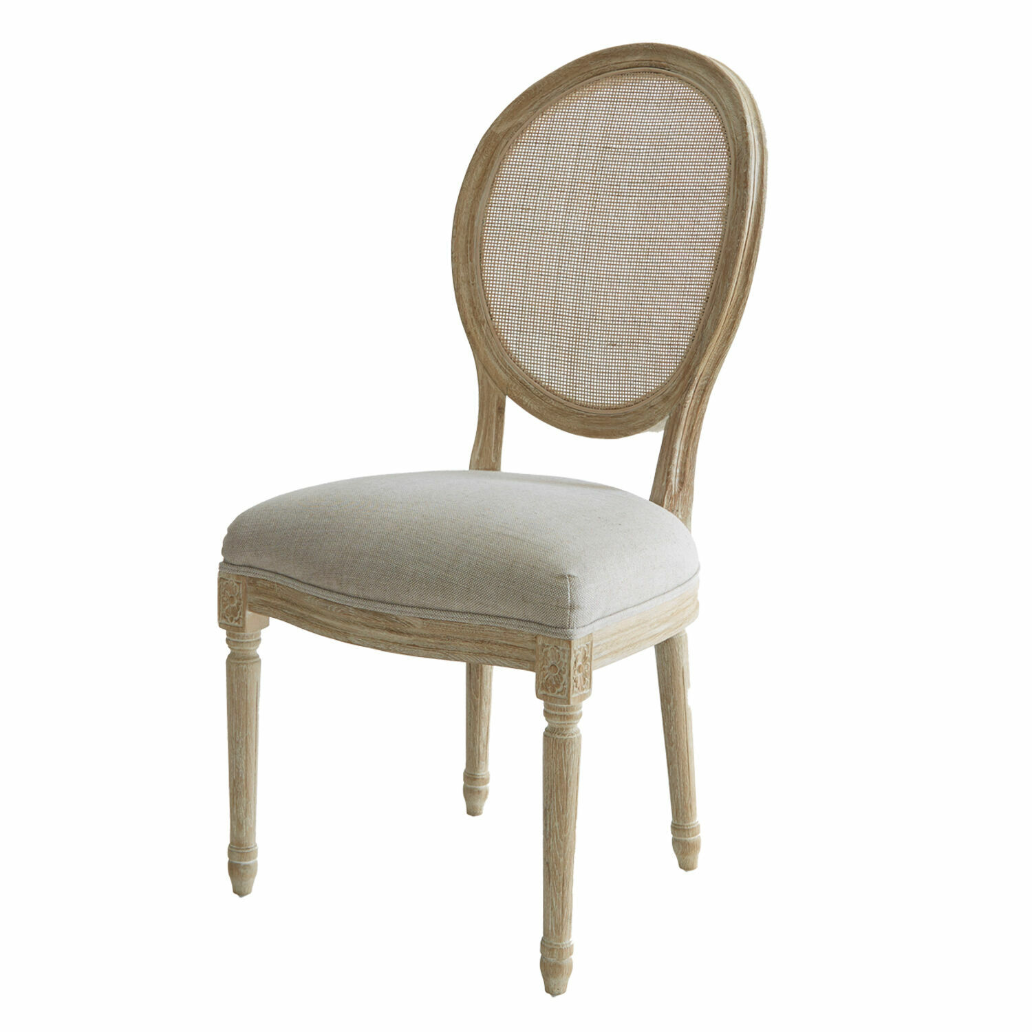 antiekbeige Stoel Danube van hout in antiek beige met gestoffeerde zitting en netrugleuning voor eetkamer
