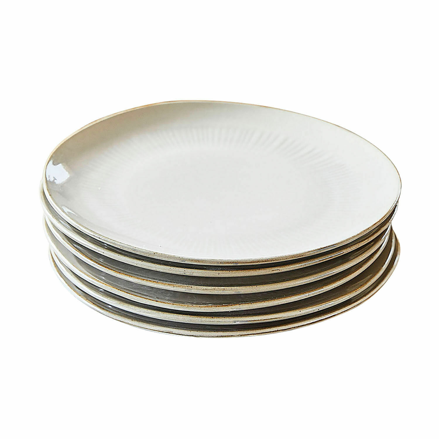 beige Set van 6 beige keramische dessertborden, elegant en praktisch voor dagelijks gebruik