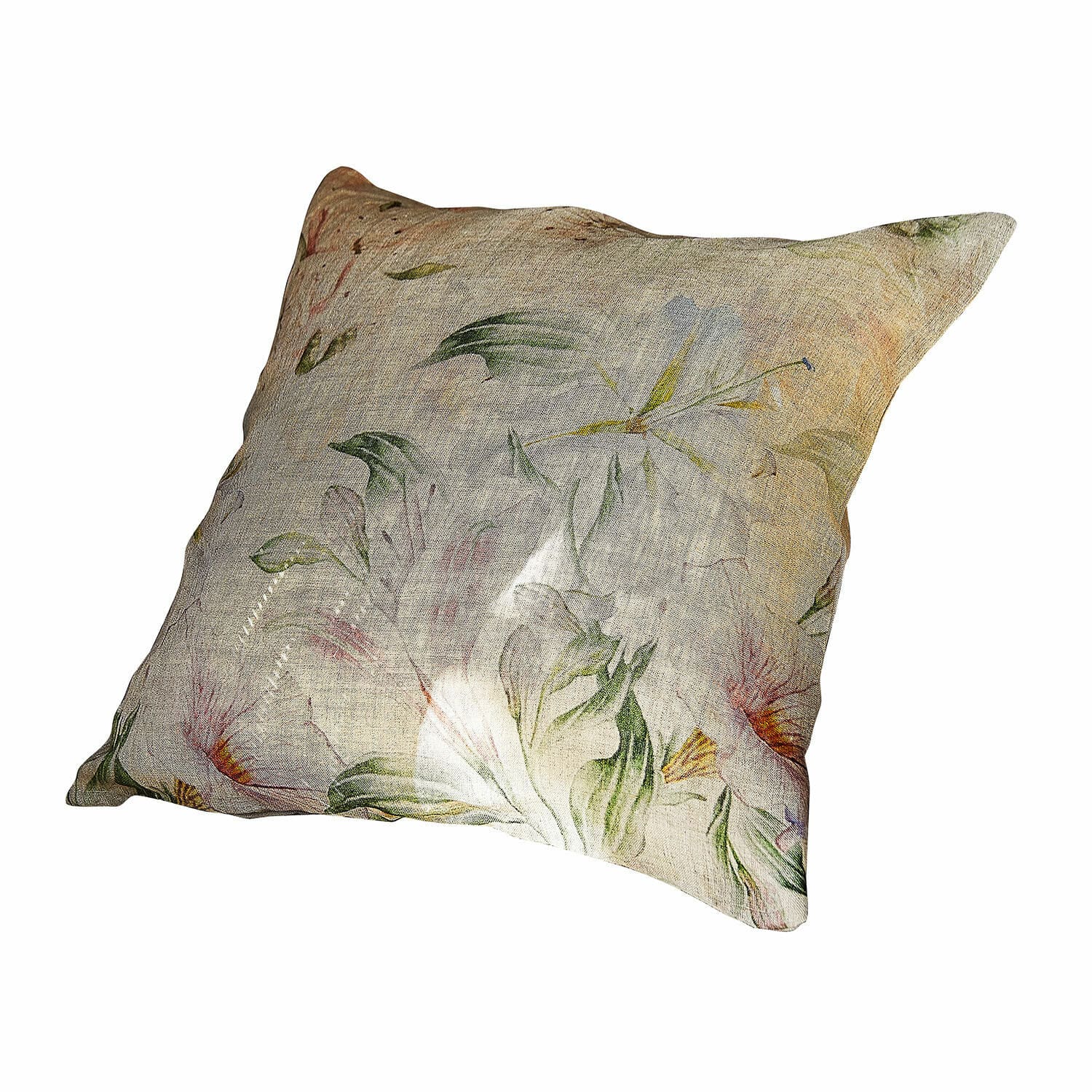 Housse de coussin Florevin Coussin décoratif en lin beige avec motif floral délicat pour salon confortable