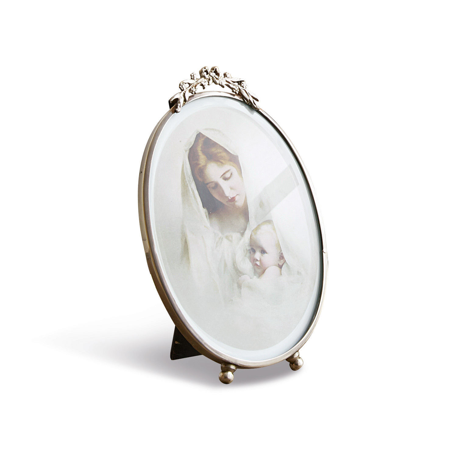 Fotolijstje Grange Ovale metalen fotolijst in zilverkleur met decoratieve versiering bovenaan voor foto's