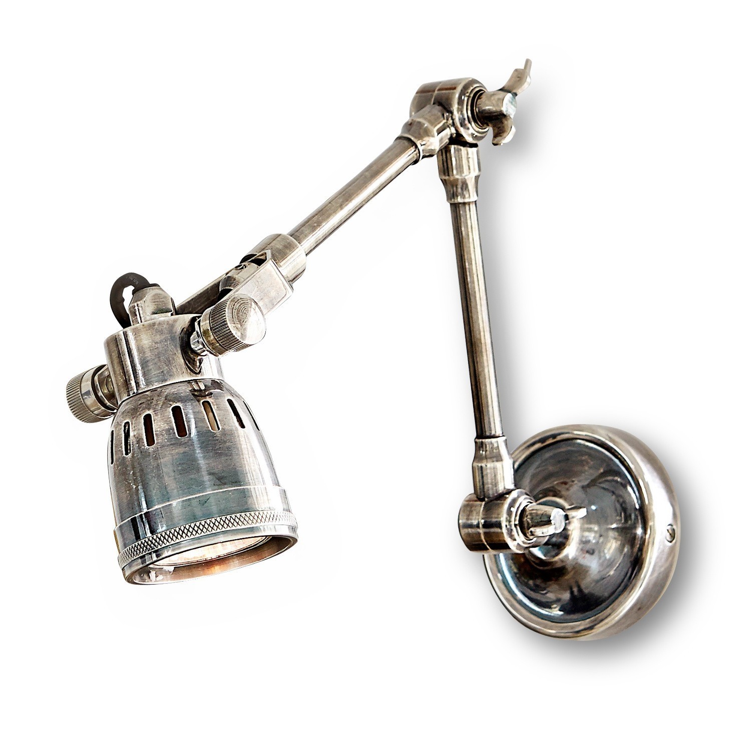 Applique murale Abagail en métal couleur argent antique avec bras articulé réglable