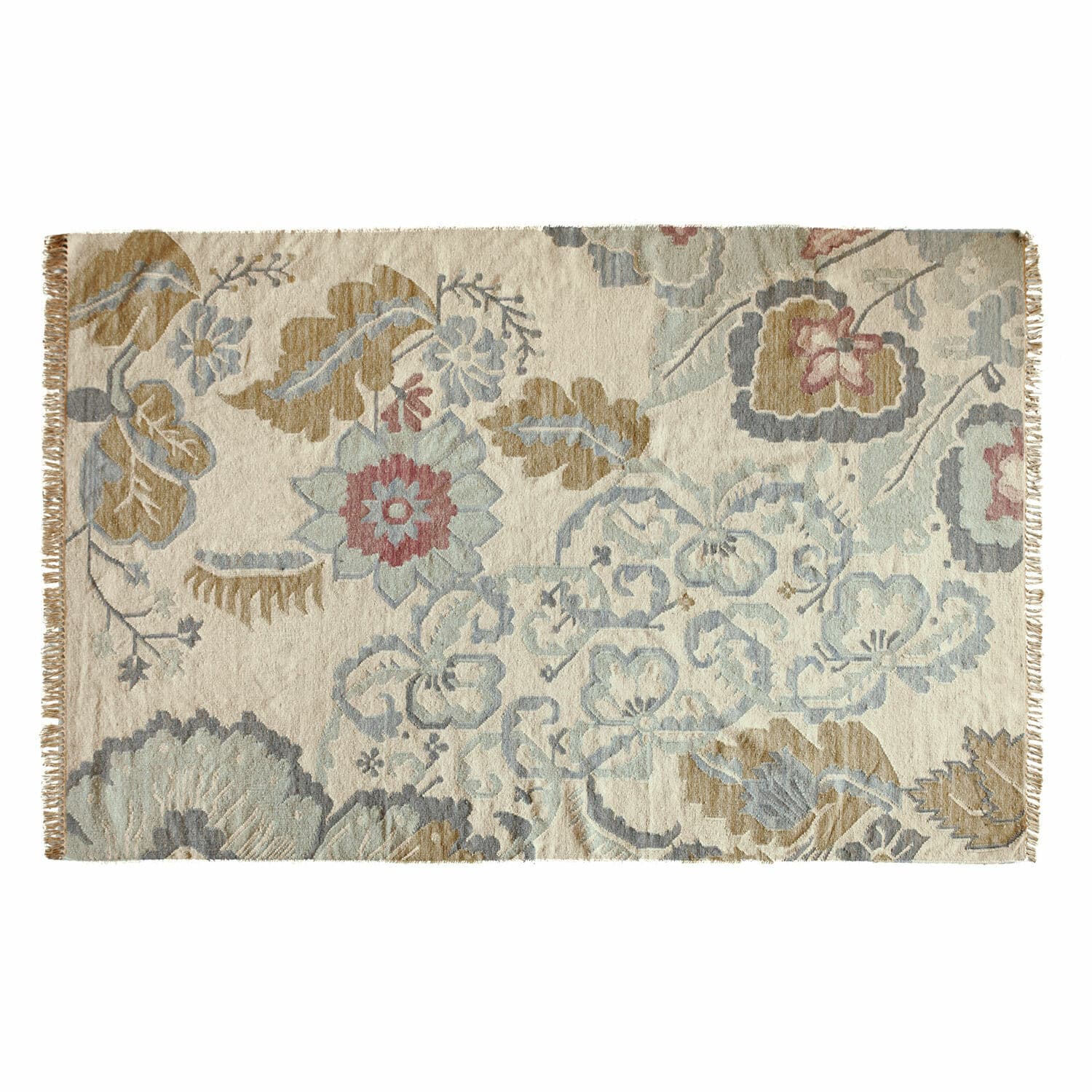 Vloerkleed Sussex Vloerkleed met bloemmotief in beige, blauw en bruin, zacht materiaal voor stijlvolle inrichting