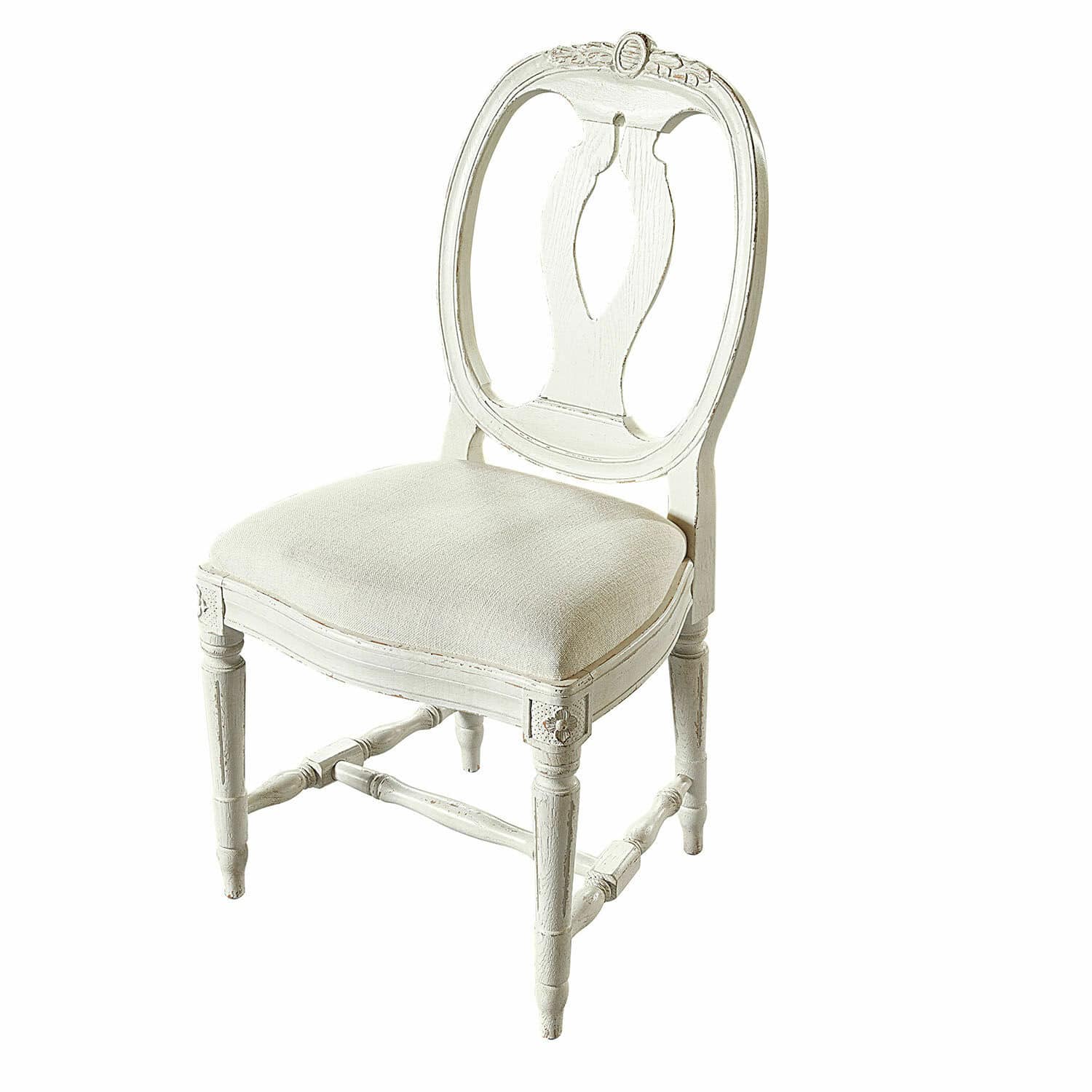 Chaise San Gavino Chaise blanche en bois avec assise rembourrée de style vintage pour salon