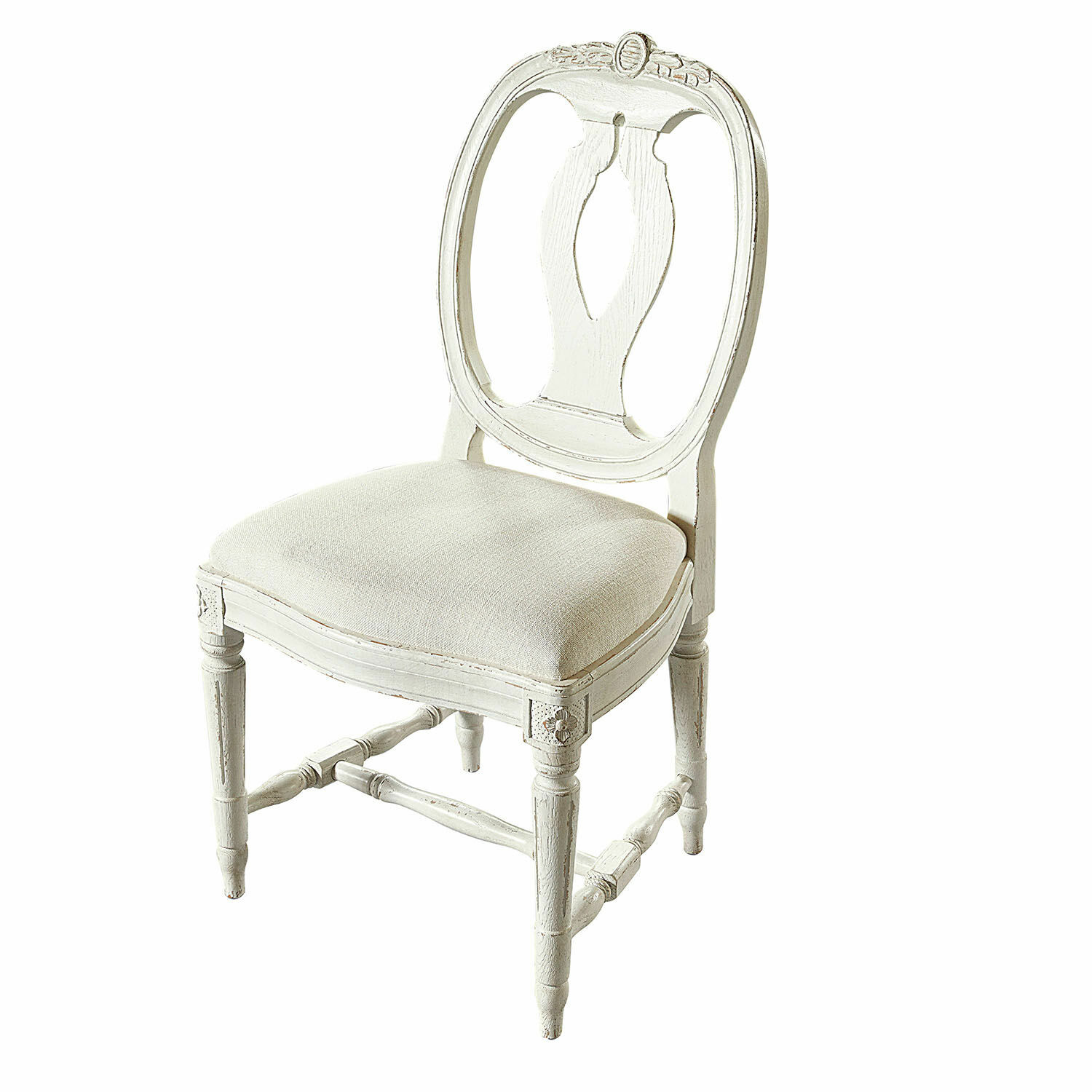 Chaise San Gavino Chaise blanche en bois avec assise rembourrée de style vintage pour salon