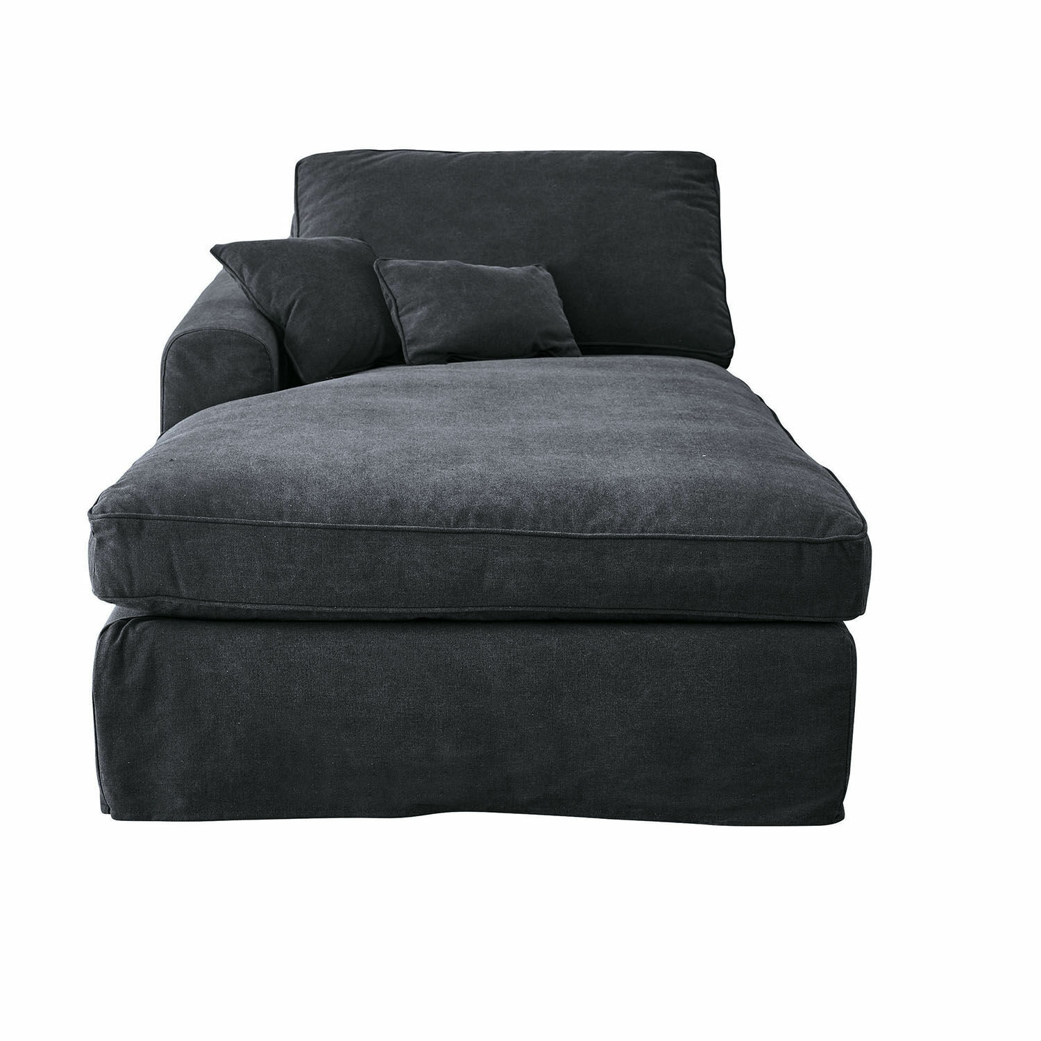 Donkergrijze stoffen chaise longue Seaford, comfortabele en stijlvolle bank voor woonkamer