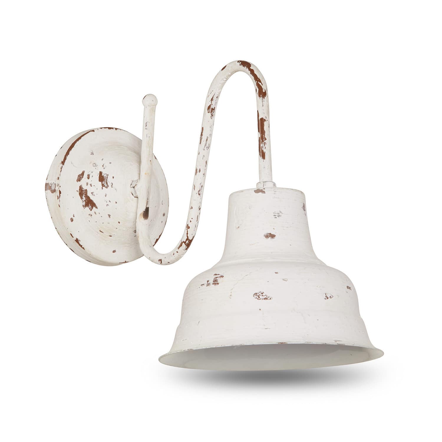 Wandlamp Sidney Wandlamp van metaal in vintage stijl met witte verweerde verf voor wanddecoratie