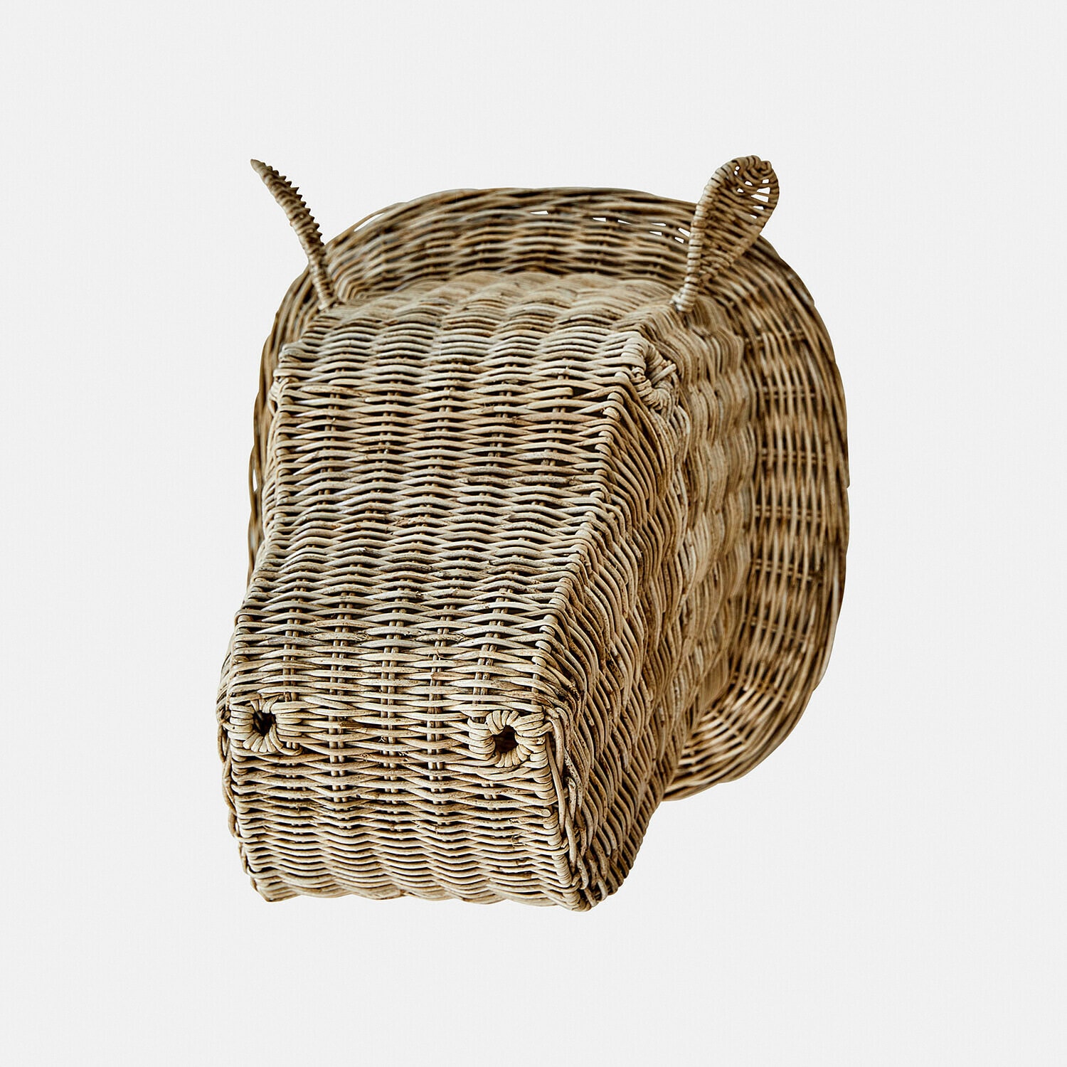 Wanddecoratie Wibbelu Decoratief nijlpaardhoofd van natuurlijk riet om aan de muur te hangen
