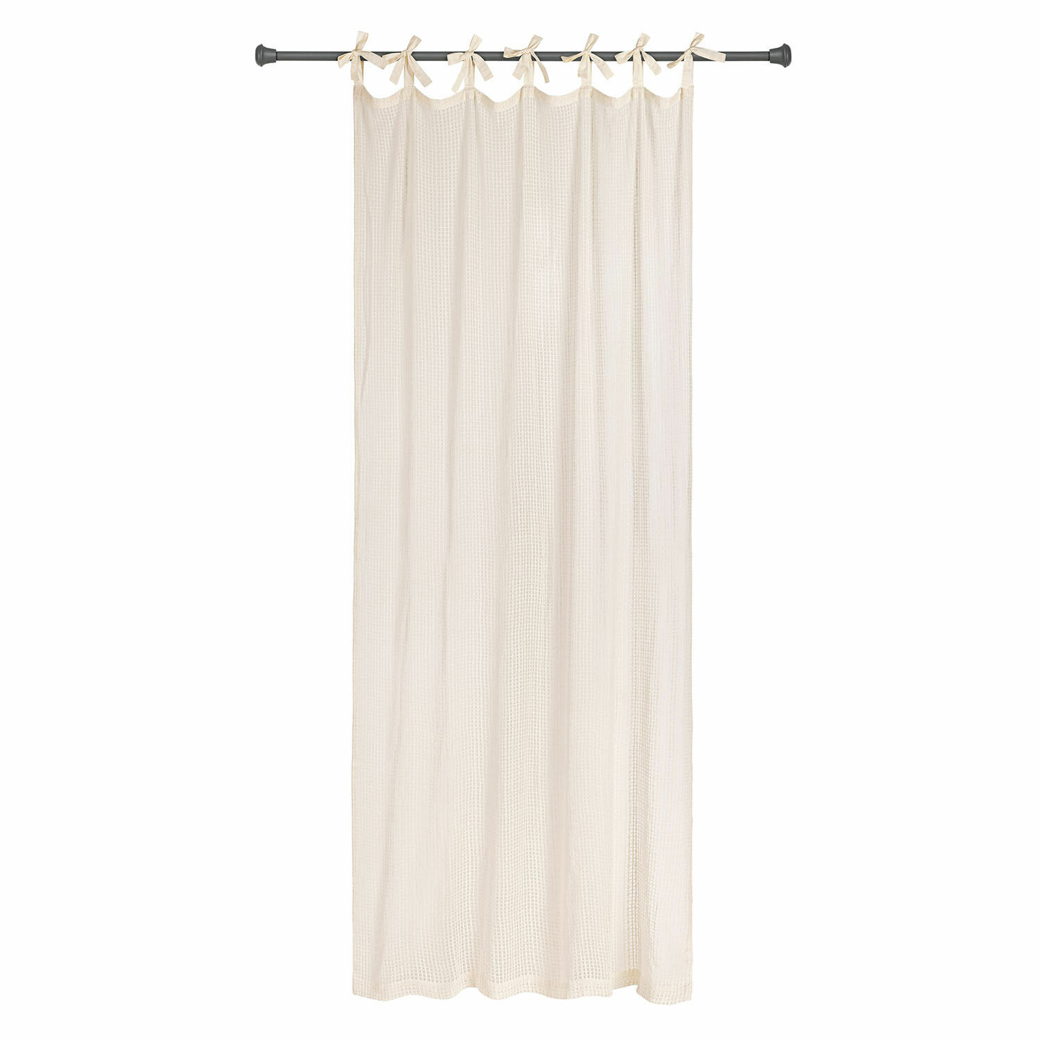 Gordijn Gracemere Beige katoenen gordijn met striklinten, licht en decoratief voor woonkamer of slaapkamer
