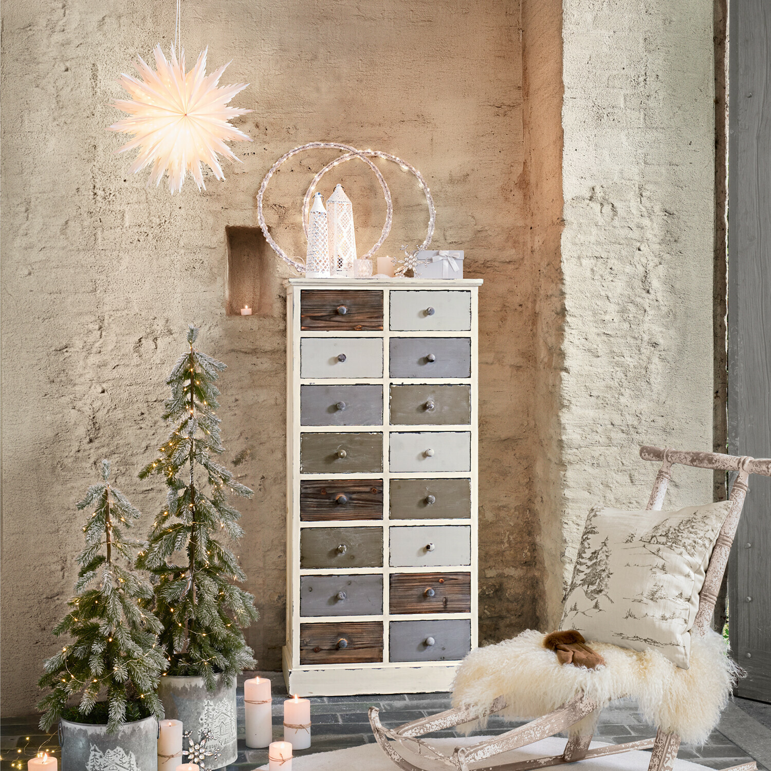 Papieren ster met verlichting Caelitha