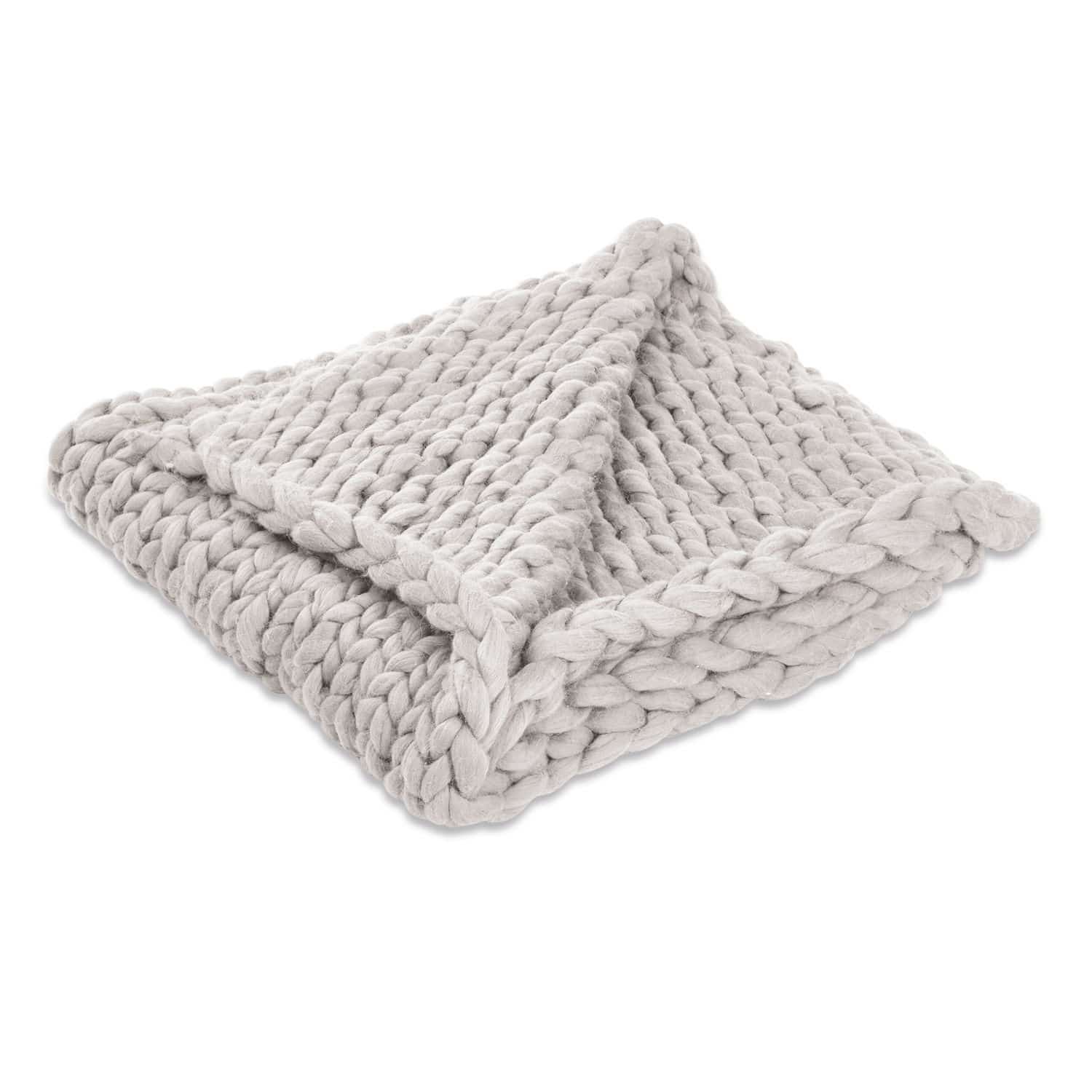 gris Plaid gris Reidous en grosse maille douce, parfait pour la décoration et la chaleur intérieure.