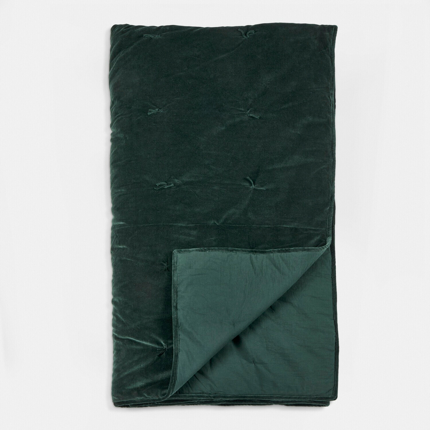 Quilt Orélisse Zachte groene fluwelen deken met doorgestikte details, ideaal voor een gezellige woonruimte