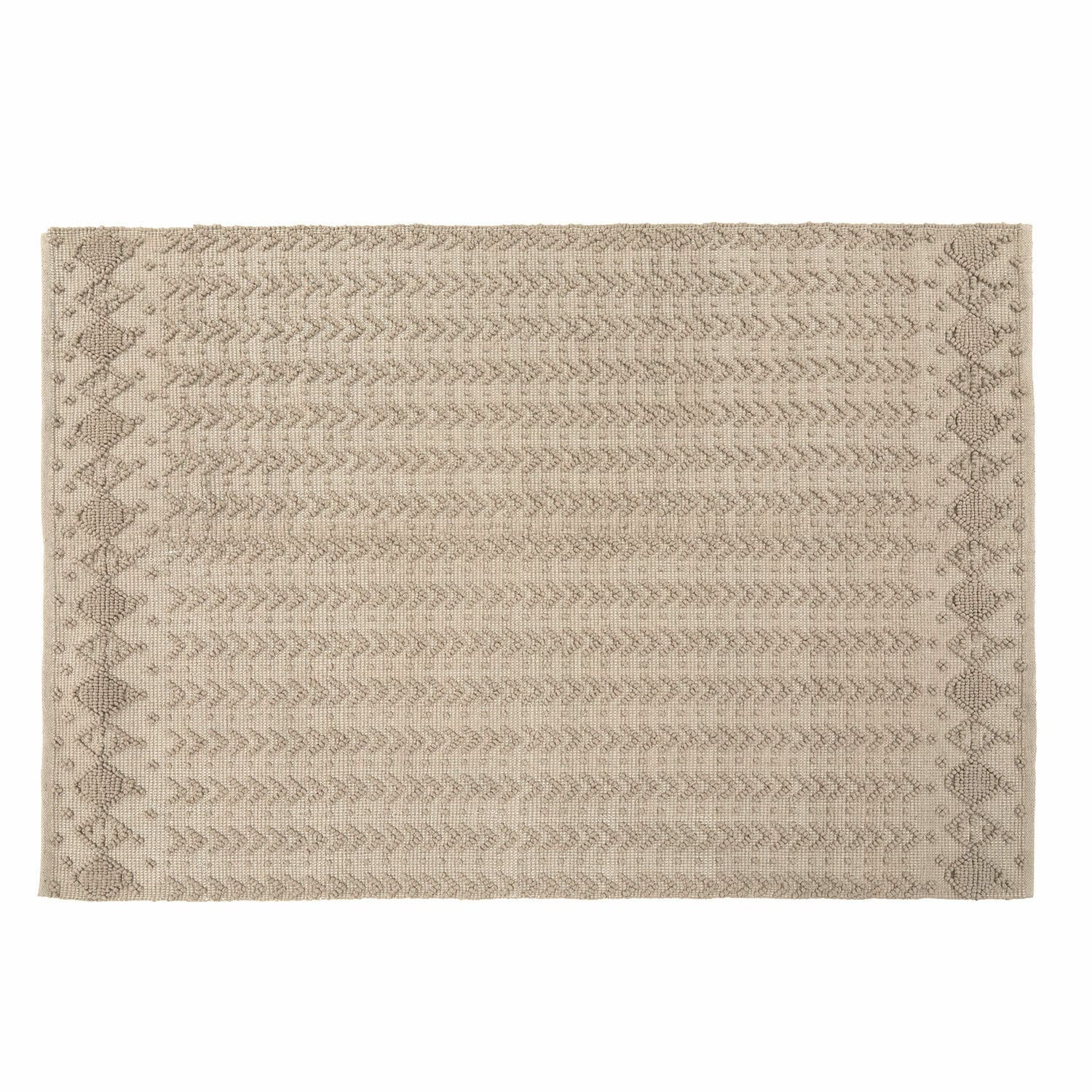 Beige katoenen vloerkleed met geometrisch patroon, zacht en decoratief voor binnen