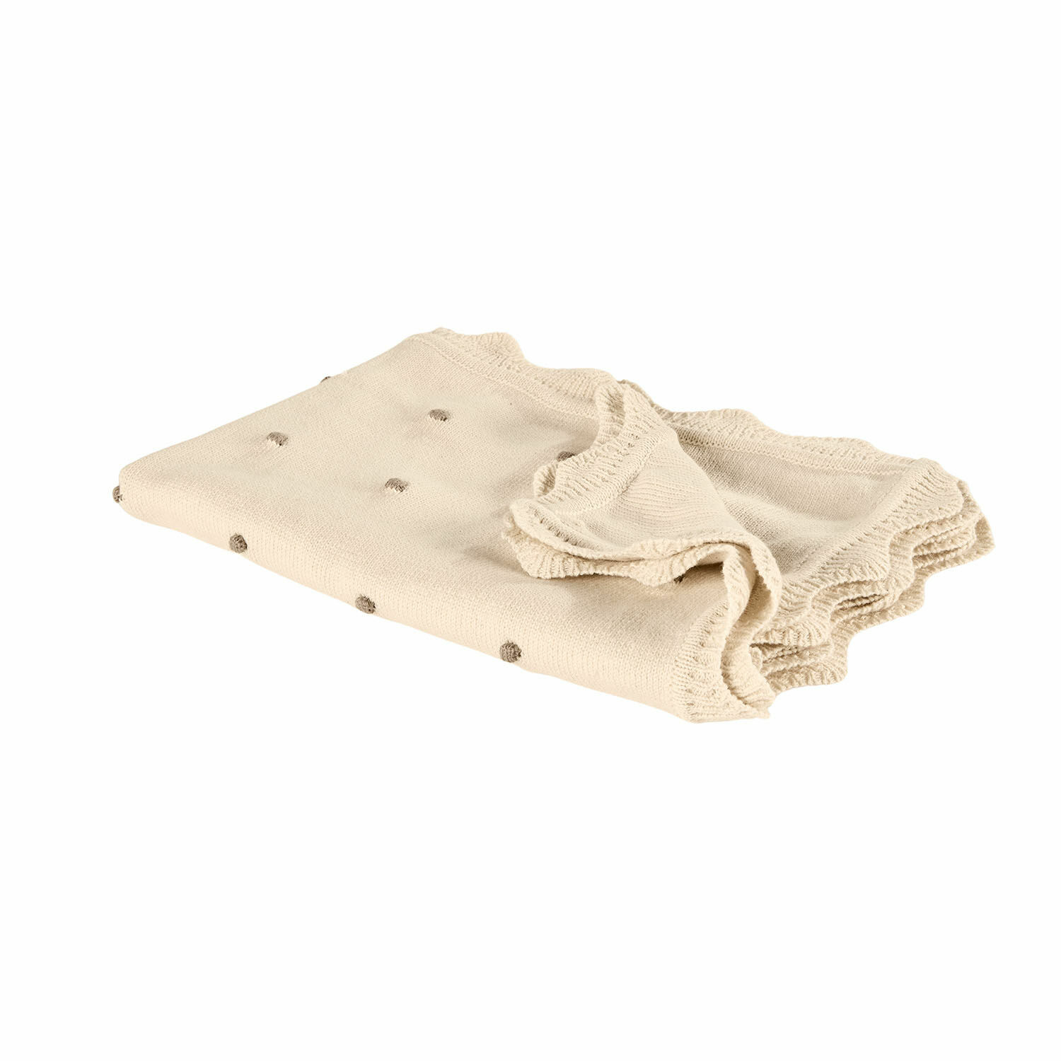 crème Crèmekleurige Saphie plaid van zacht materiaal met subtiele stippen, perfect voor interieurdecoratie