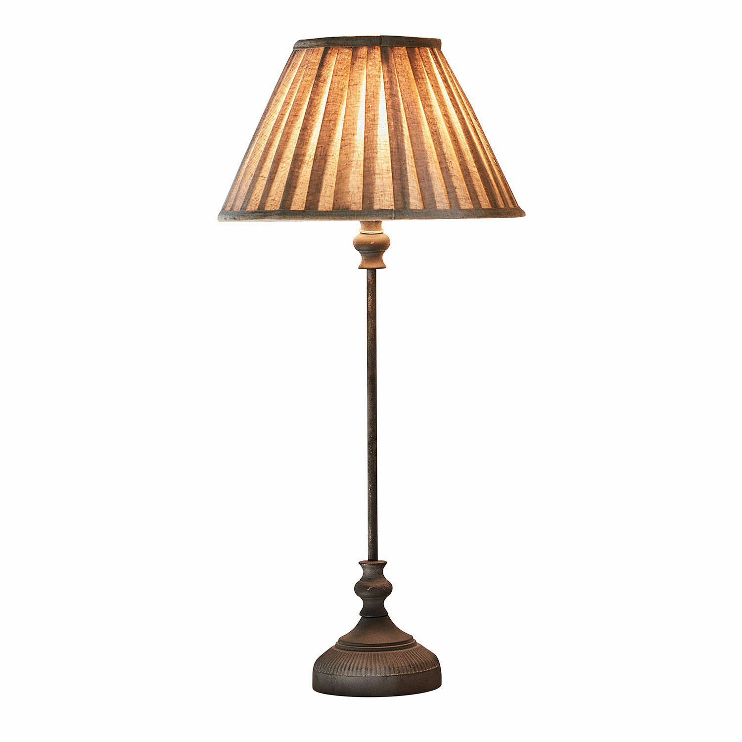 Lampe à poser Ponsardin Lampe de table avec base en métal et abat-jour beige, éclairage décoratif pour salon